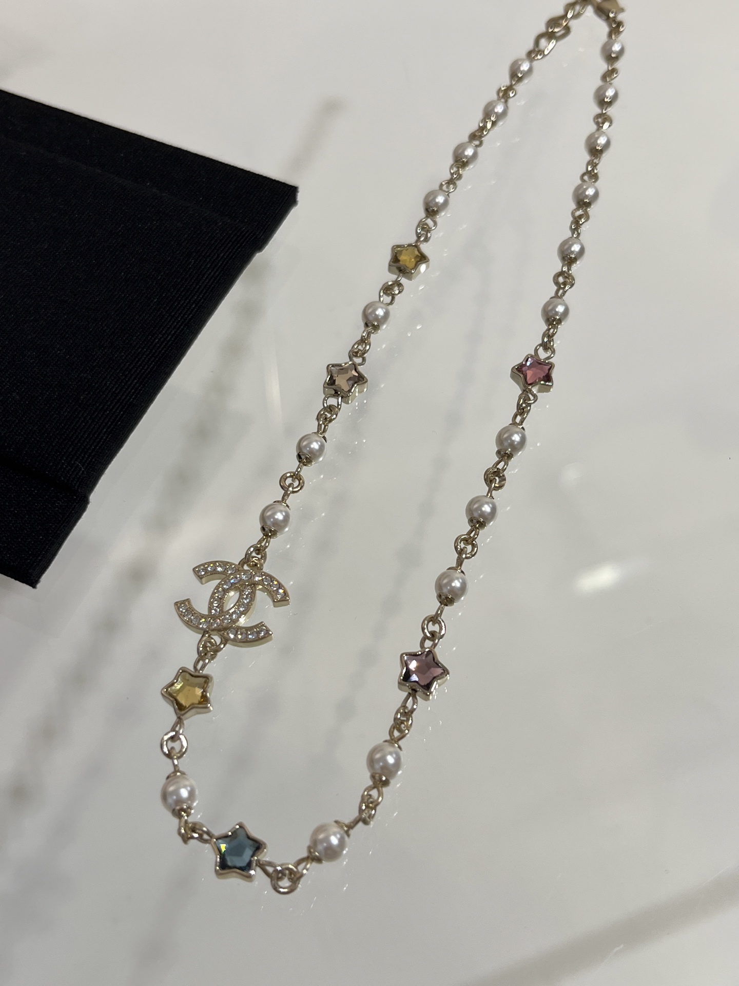 Chanel Colorful Crystal Stars and Pearl Necklace - Original Replica Club