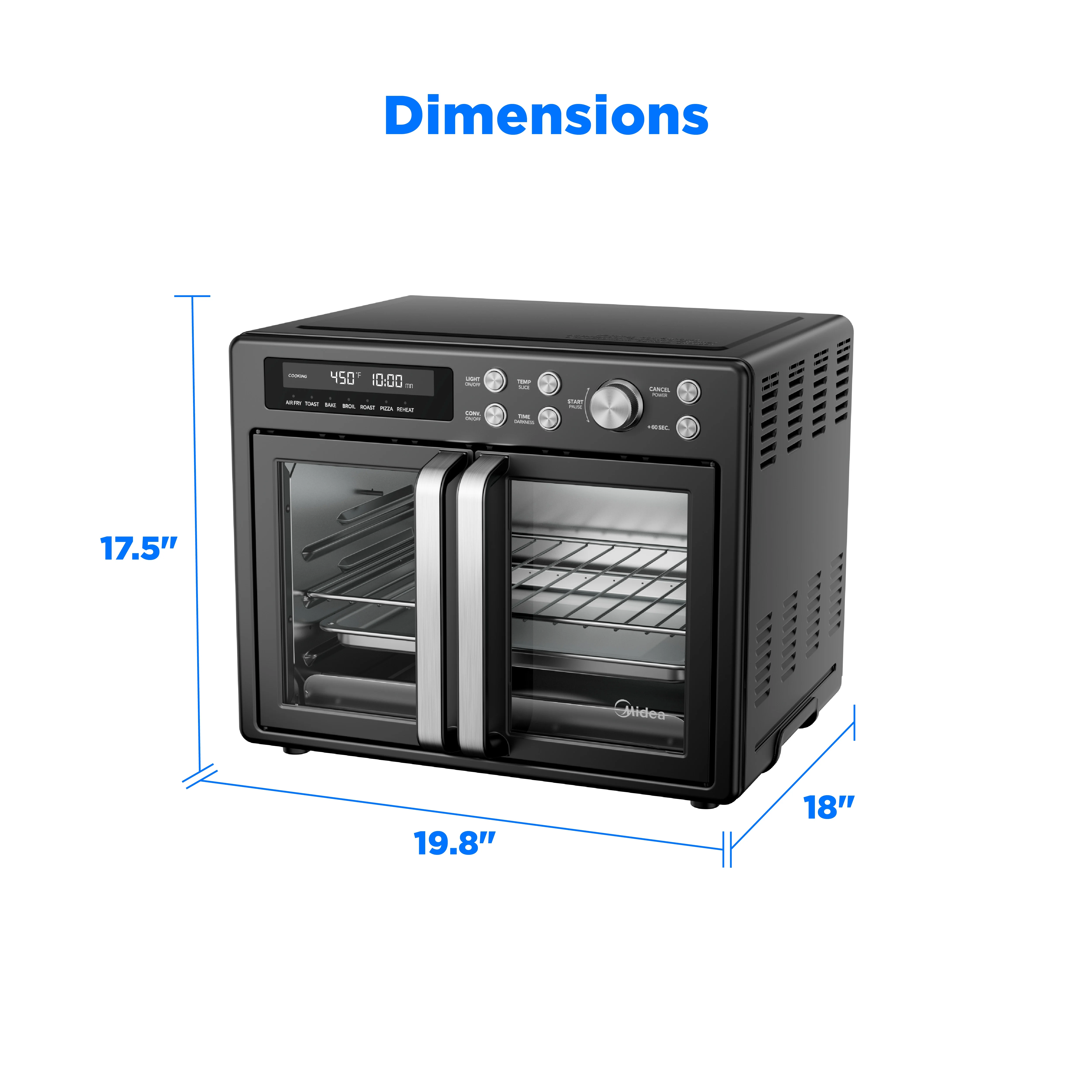 Midea Flexify French Door Air Fryer, Pizza Oven and Toaster Oven, Stainless Steel, New - Image 12