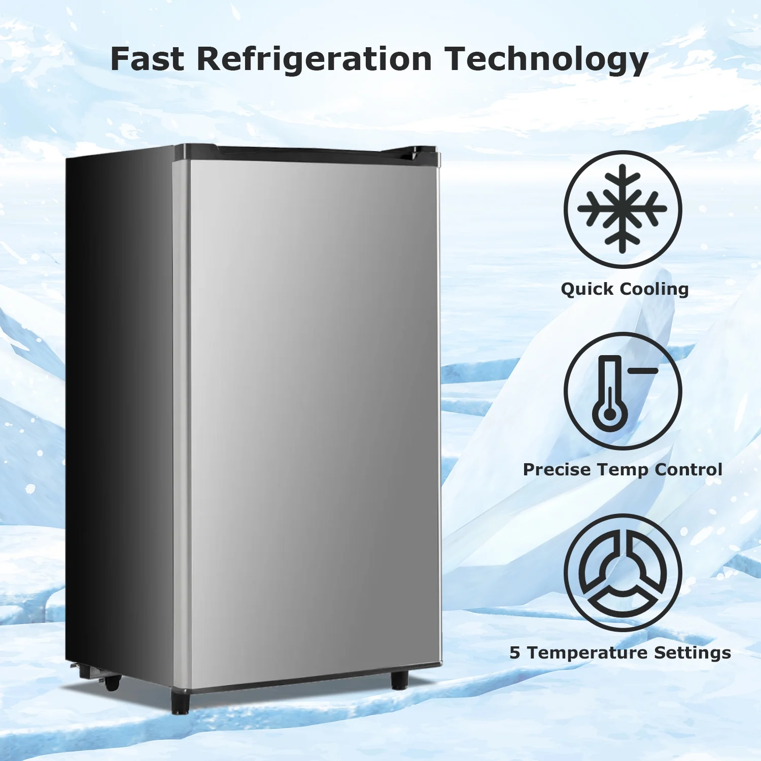 Beddle Mini Fridge with Freezer 3.2 Cu.ft Small Refrigerator for Dorm Bedroom, Compact Refrigerators Single Door Adjustable Thermostat Low Noise,Silver - Image 6