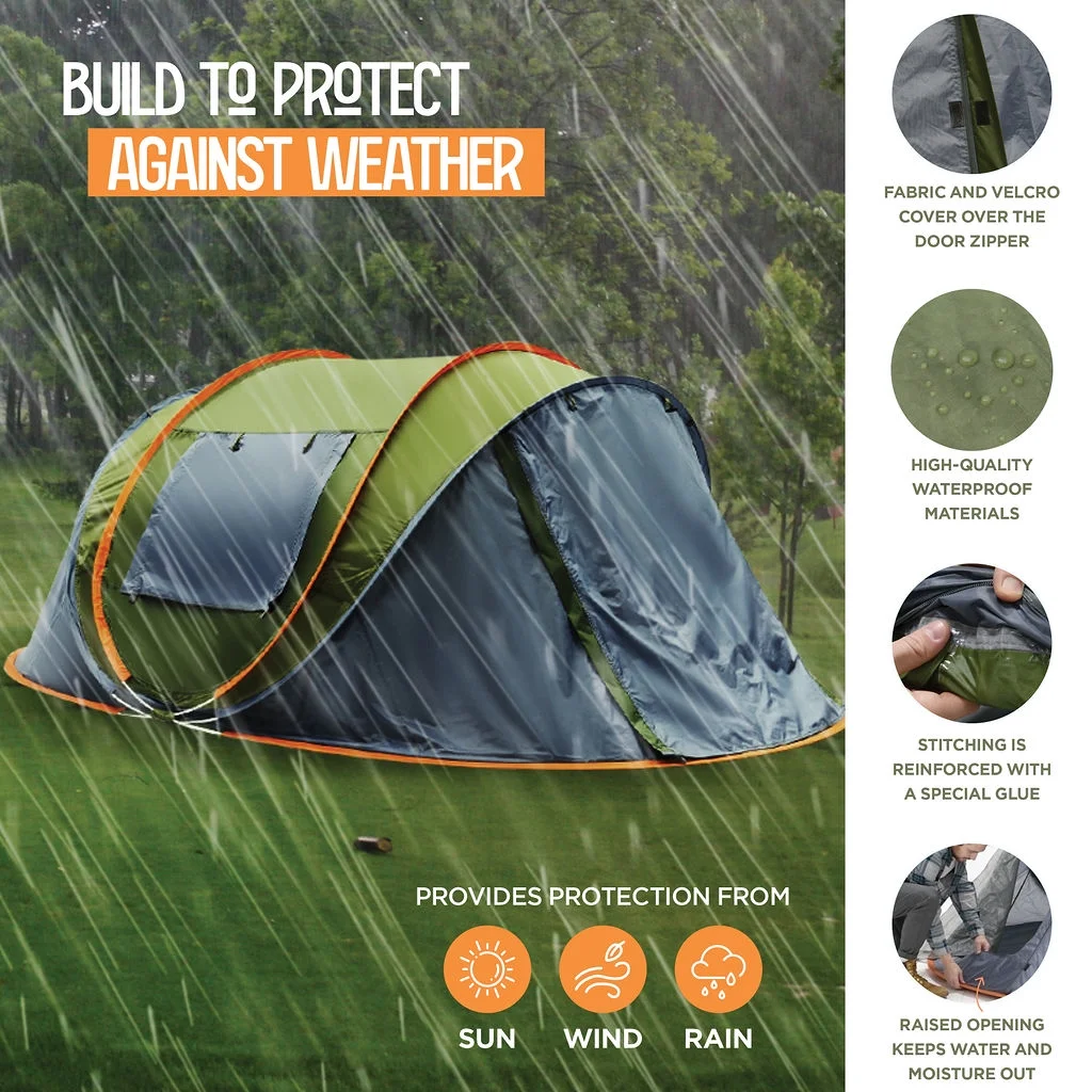 Camping Tent - 3-Person Easy Pop Up Tent with 2 Doors - UPF50+ Waterproof Instant Tent - Lightweight & Portable Family Tents for Outdoor Camping, Hiking & Traveling - Carrying Bag Included Maple99USA - Image 3