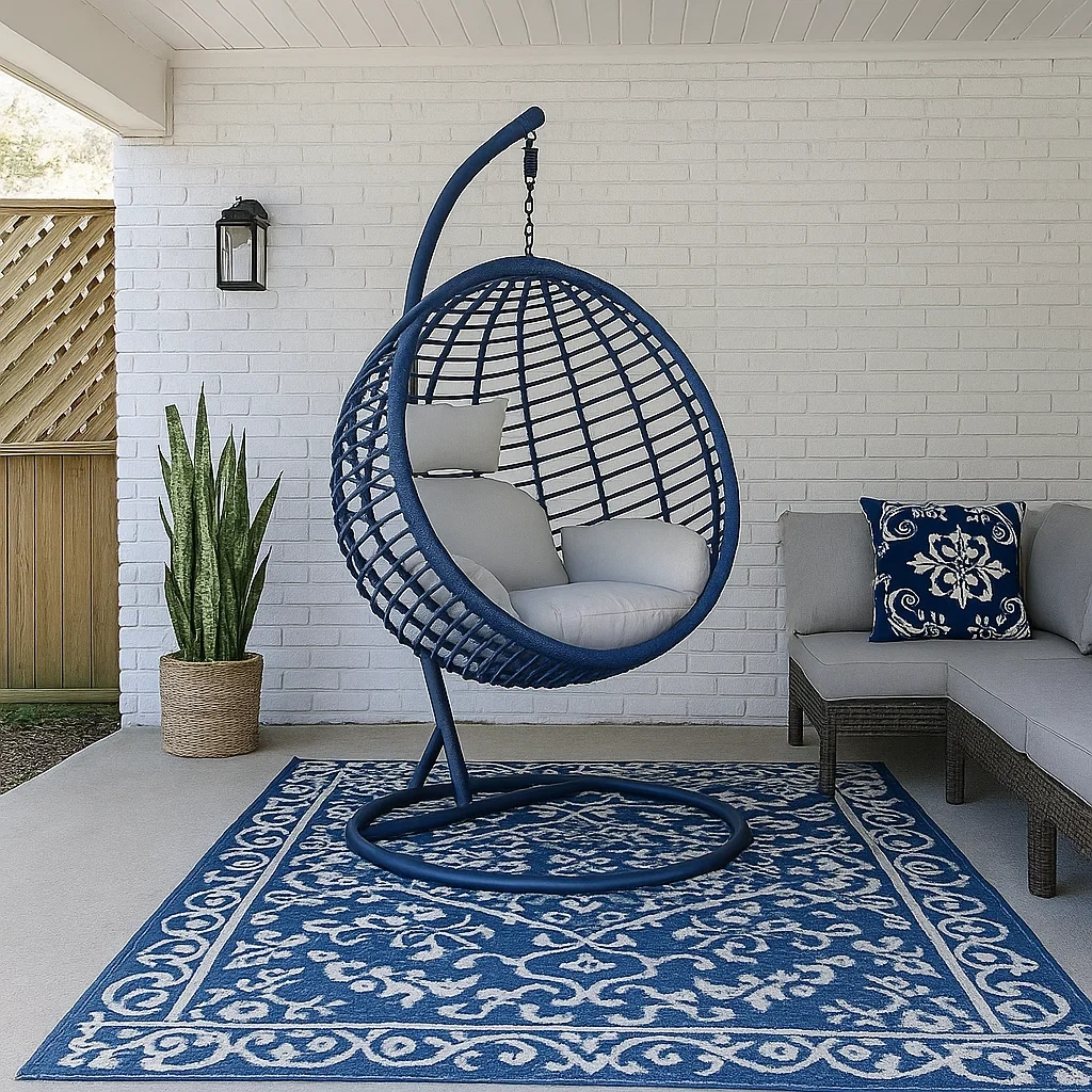 Sillón colgante de jardín de 1 plaza con estructura de acero,Azul marino - ICHcaVY262eI