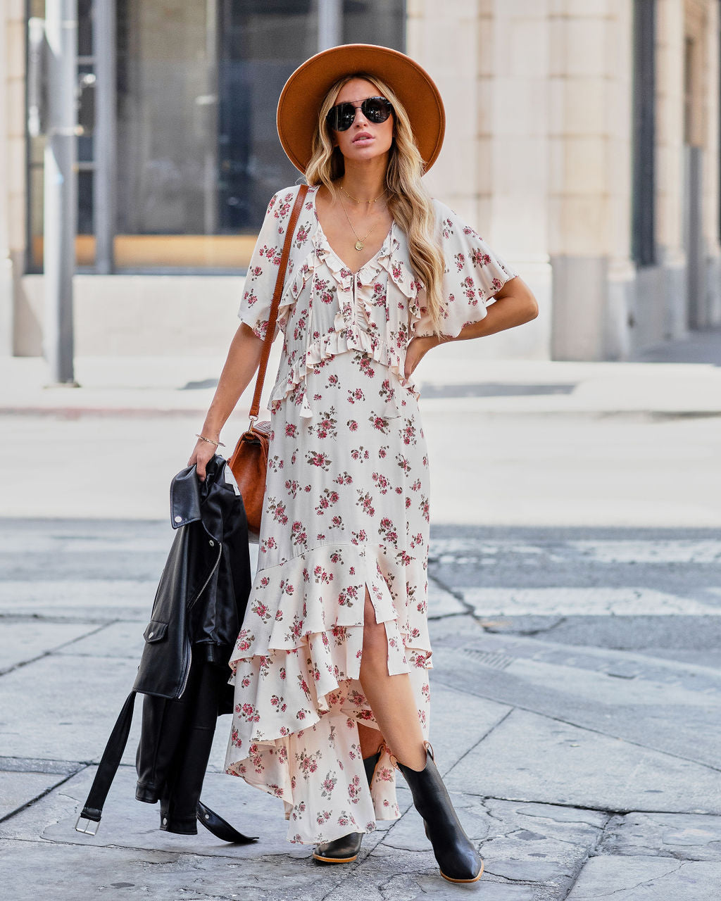 Napa Affairs Floral Ruffle Midi Dress - FINAL SALE - Se7enfashion