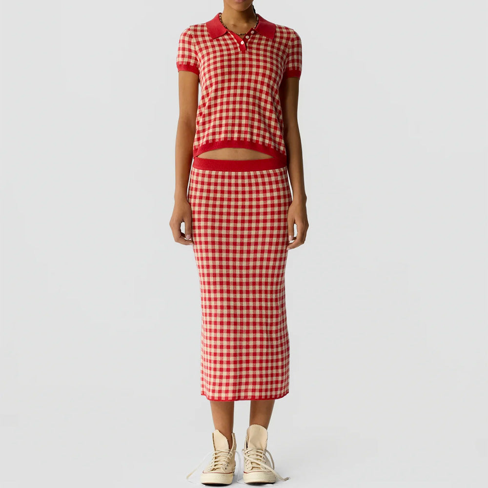 Guest In Residence - Jupe Longue Vichy - Scarlet Mist