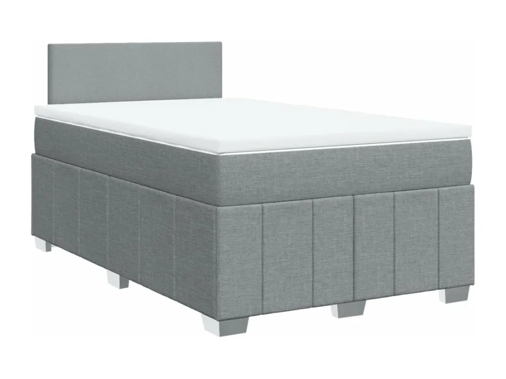 Cama box spring con colchón tela gris claro 120x190 cm ltk3522606