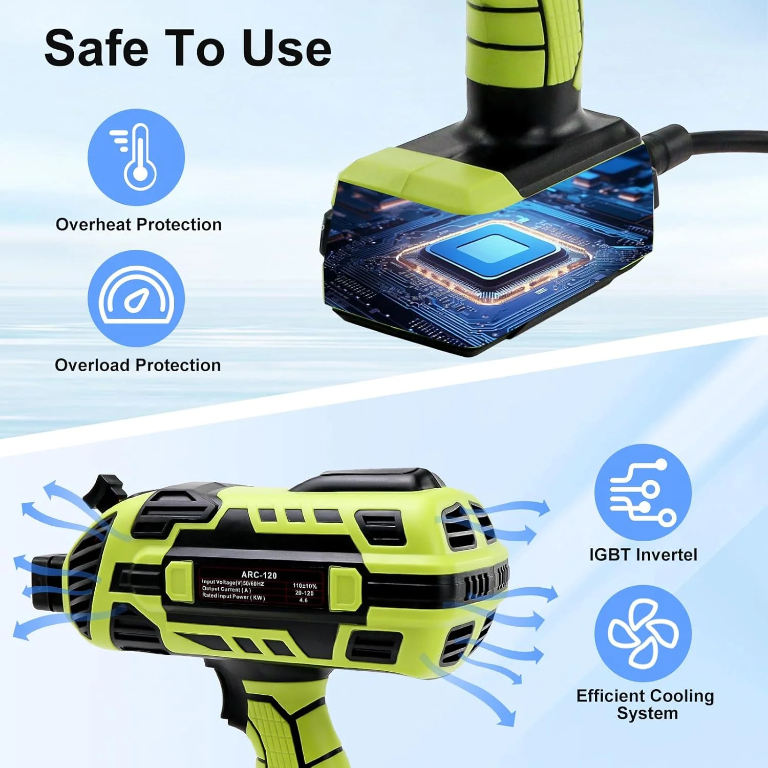 Handheld Welding Machine 110V 20-120Amp Portable ARC Welder Gun Hand Held Welder Machine with IGBT Inverter 6 Variable Current Adjustment for 1/16''-1/8'' Welding Rods Welding Tool Kit - Image 13