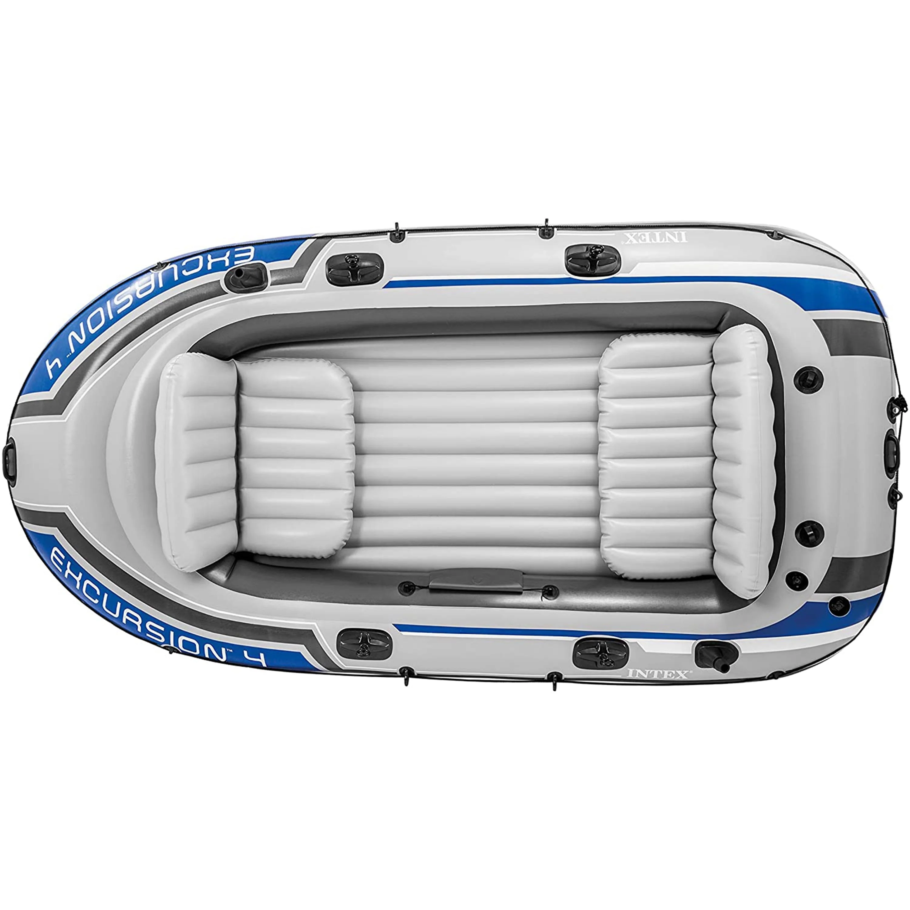 Intex Excursion 4 Person Inflatable Rafting and Fishing Boat Set with 2 Oars - Image 4
