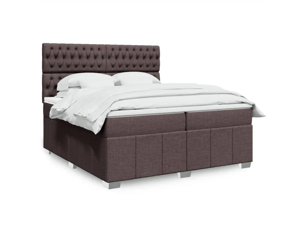 Cama box spring con colchón tela marrón oscuro 200x200 cm dtz3522271