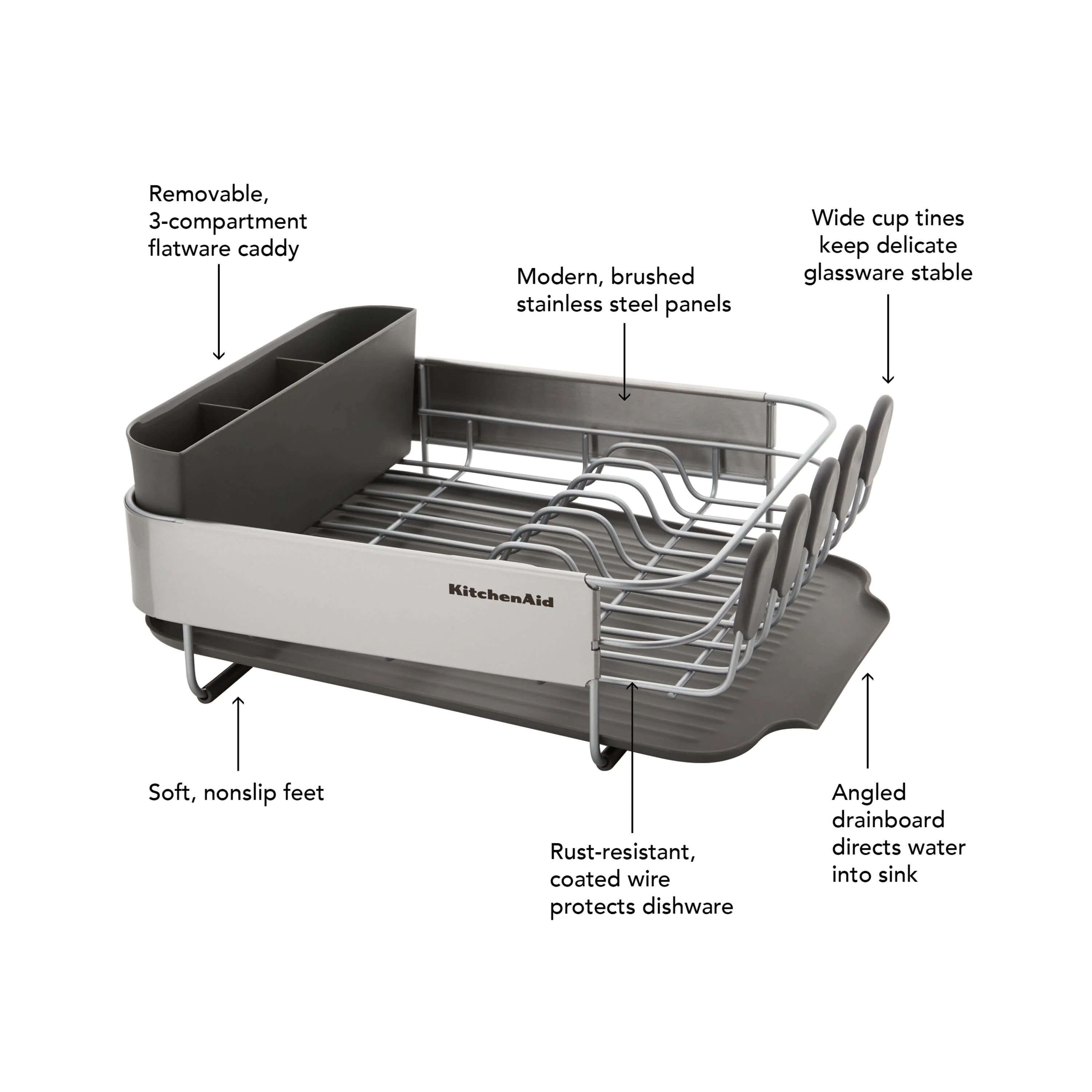 Kitchenaid Stainless Steel Wrap Compact Dish Rack in Satin Gray - Image 8