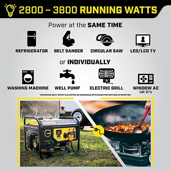 New!Champion Power Equipment 4550-Watt Dual Fuel RV Ready Portable Generator with CO Shield, 200970