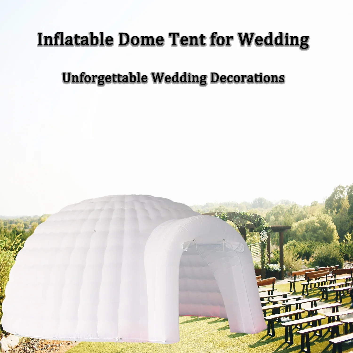 SAYOK 16.4ft Inflatable Igloo Dome Tent with LED Lgith Protable White Nightclub Tent for Party Wedding Event - Image 3