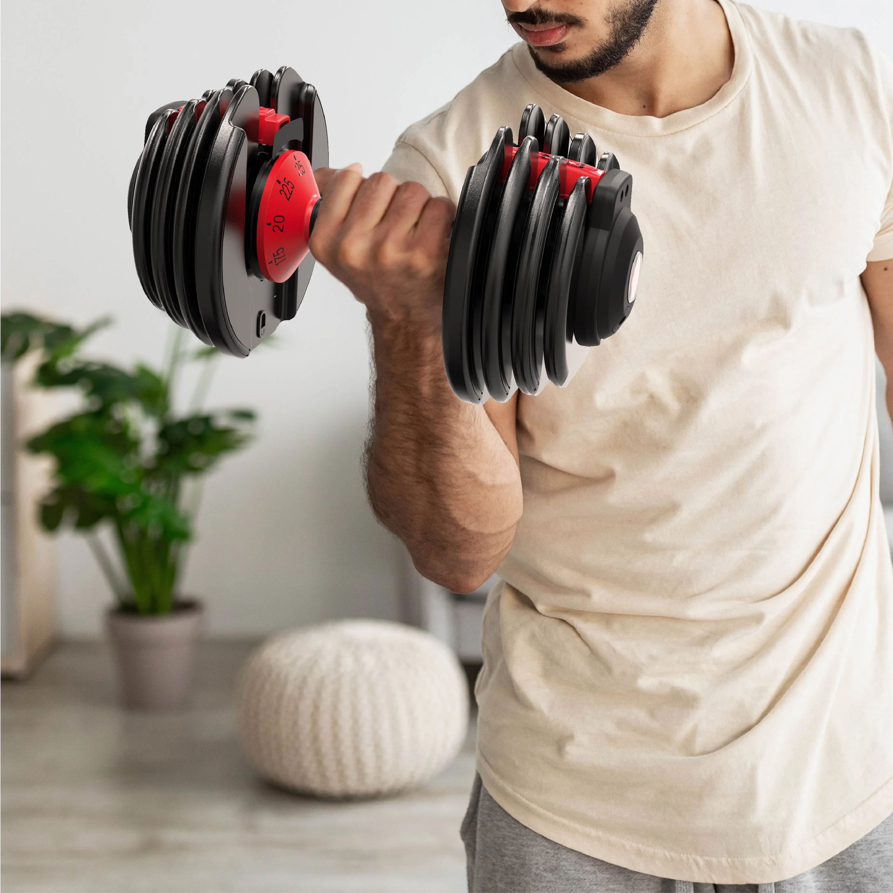 FitRx Adjustable Dumbbells 2-Pack, 25lb SmartBell Dumbbell Set with 9-in-1 Quick-Select Weights, 2.5lb Increments for Home Gym - Image 4