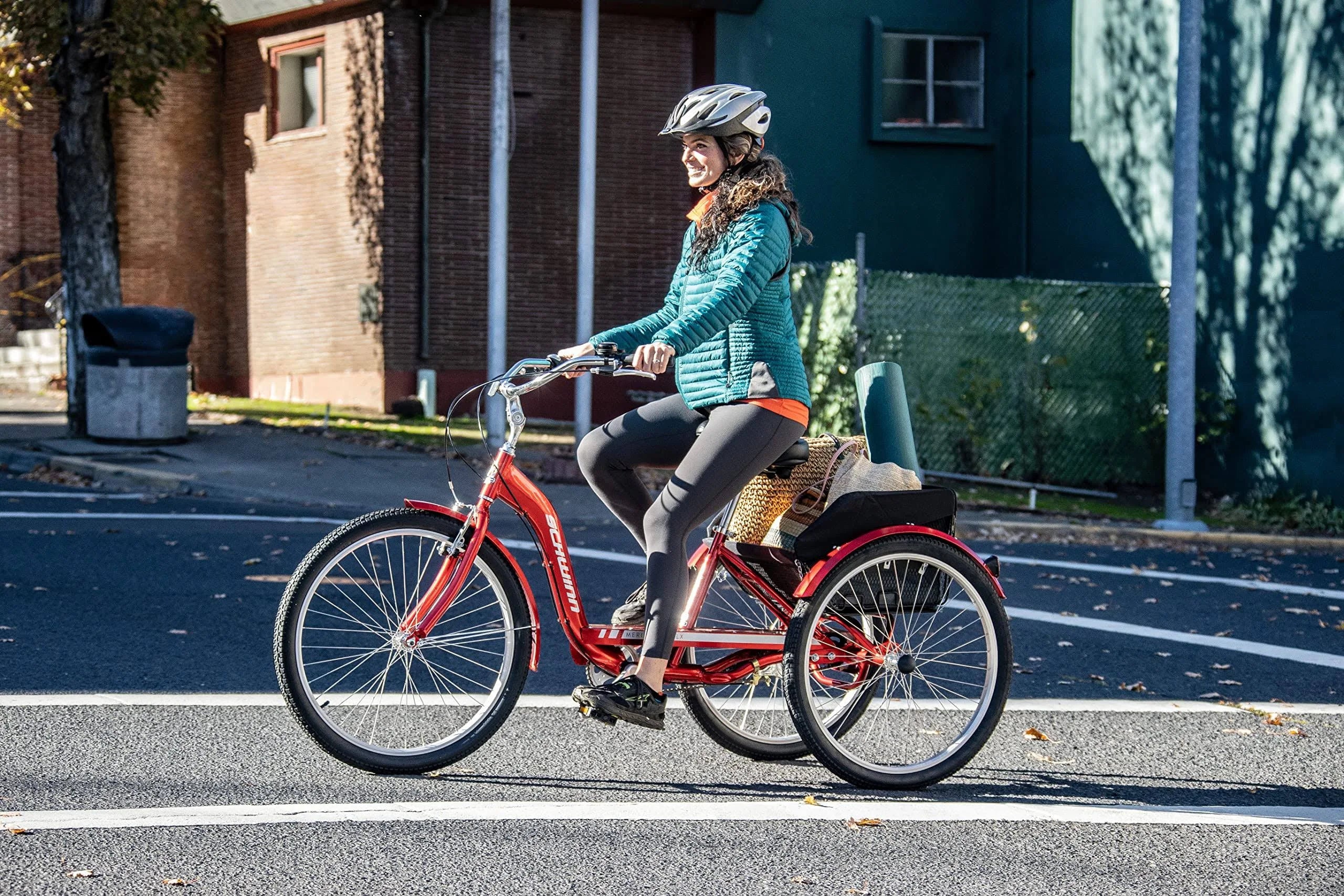 2025 Schwinn Meridian Adult Tricycle Bike Mens and Womens Three Wheel Beach Cruiser 26-inch Wheels Low Step-Through Frame Wide Seat Rear Folding Basket Sin