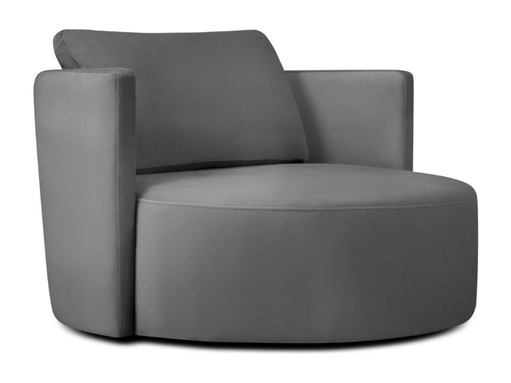 Sillón giratorio Homelyvo de terciopelo gris oscuro - 92x92x75cm