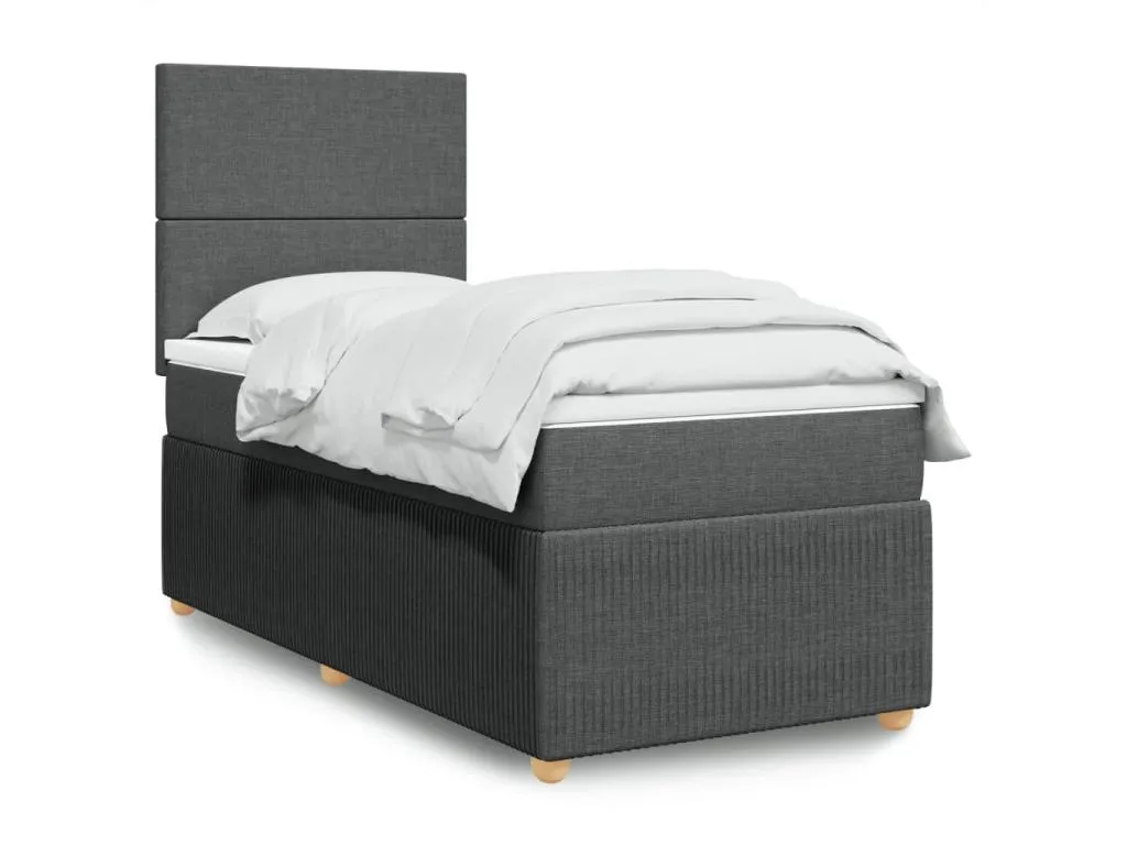 Cama box spring con colchón tela gris oscuro 80x200 cm ydd3518606
