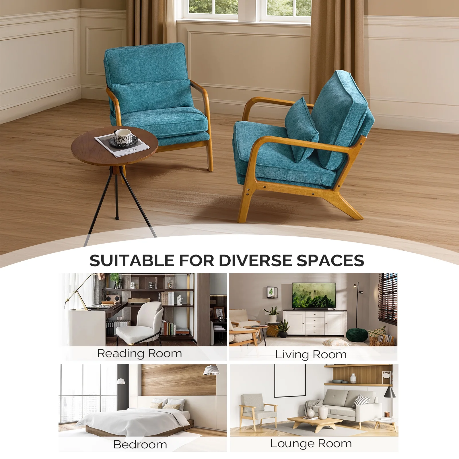 Ktaxon Accent Chair Corduroy Upholstered Armchair, Reading Club Chair with Pillow and Solid Wood Frame for Living Room Bedroom Furniture Off White - Image 164