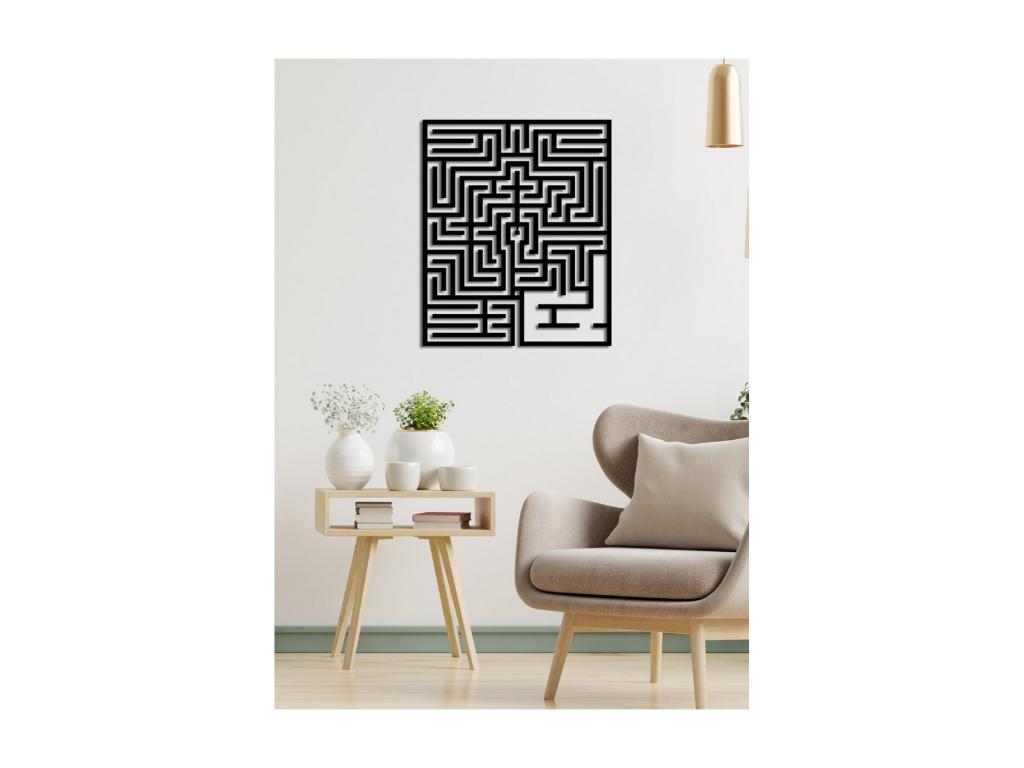 Decoración de Metal Laberinto, Negro, 59x3x70 cm, Mubdelu
