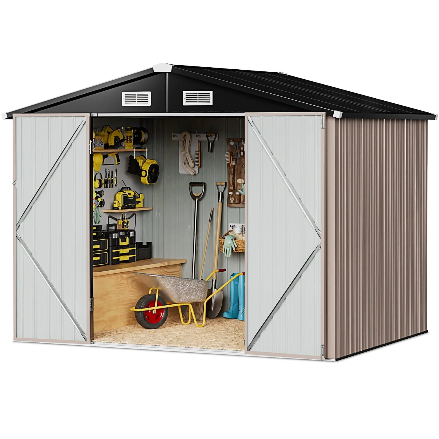 Aoxun 6 x 4 ft. Outdoor Metal Storage Shed with Lock for Backyard, Garden - Image 6