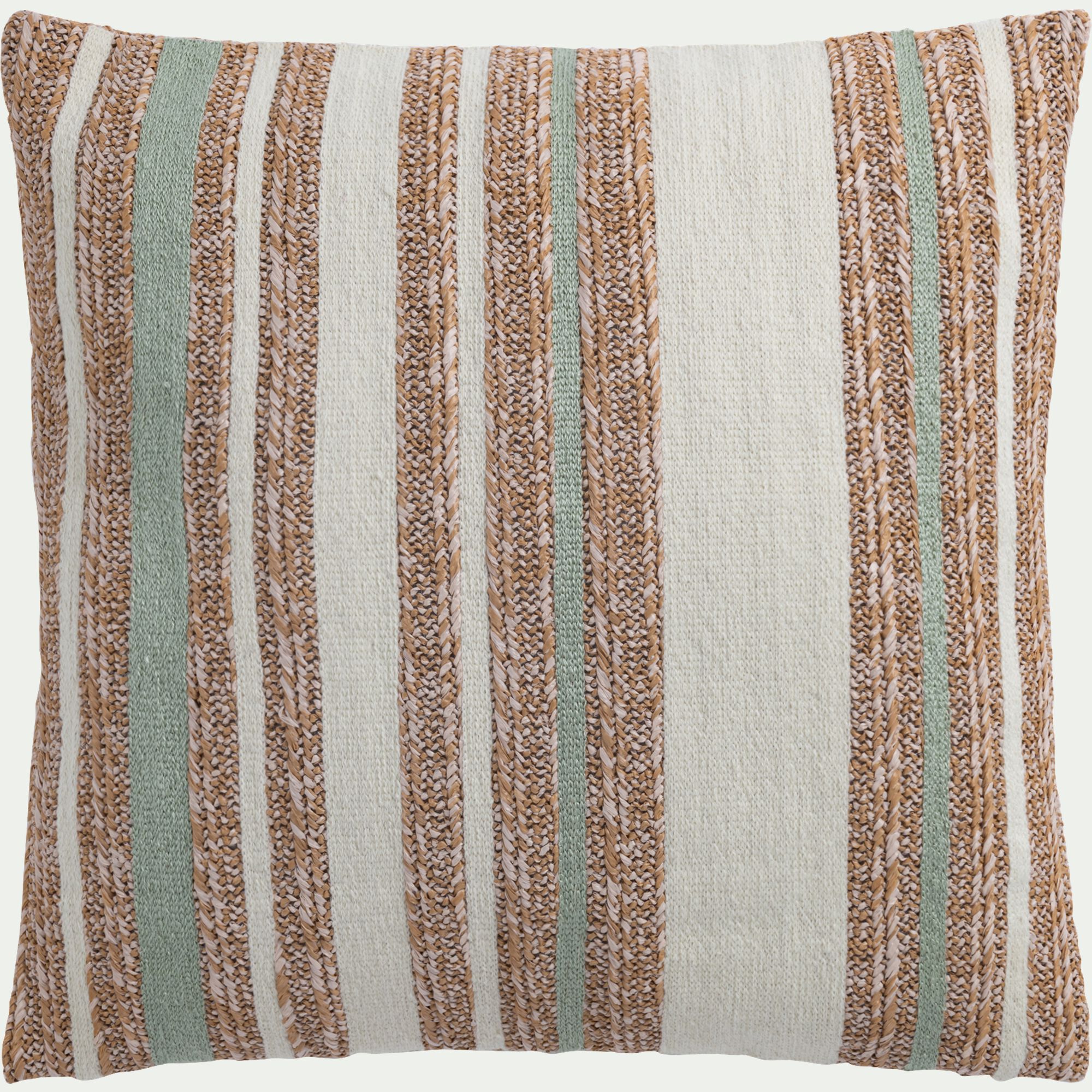 LEHRIA - Coussin de jardin à rayure 45x45cm - naturel