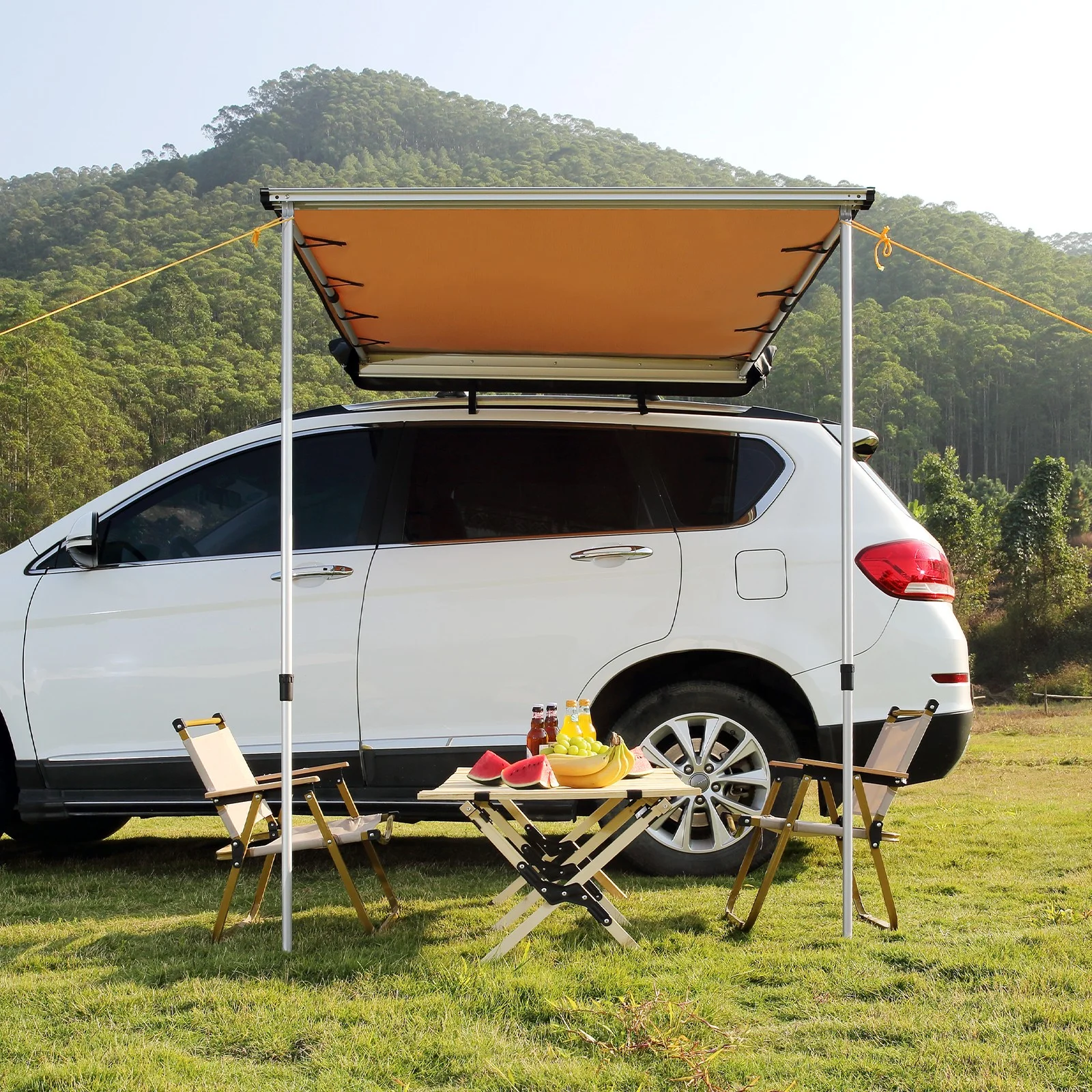 JWRWEF 6.5x8.2ft Car Side Awning, Waterproof SUV Truck Rooftop Tent Sunshade, 280G PU3000mm Fabric Outdoor Shelter, UV & Wind Resistant Camping Canopy with Carry Bag - Image 2