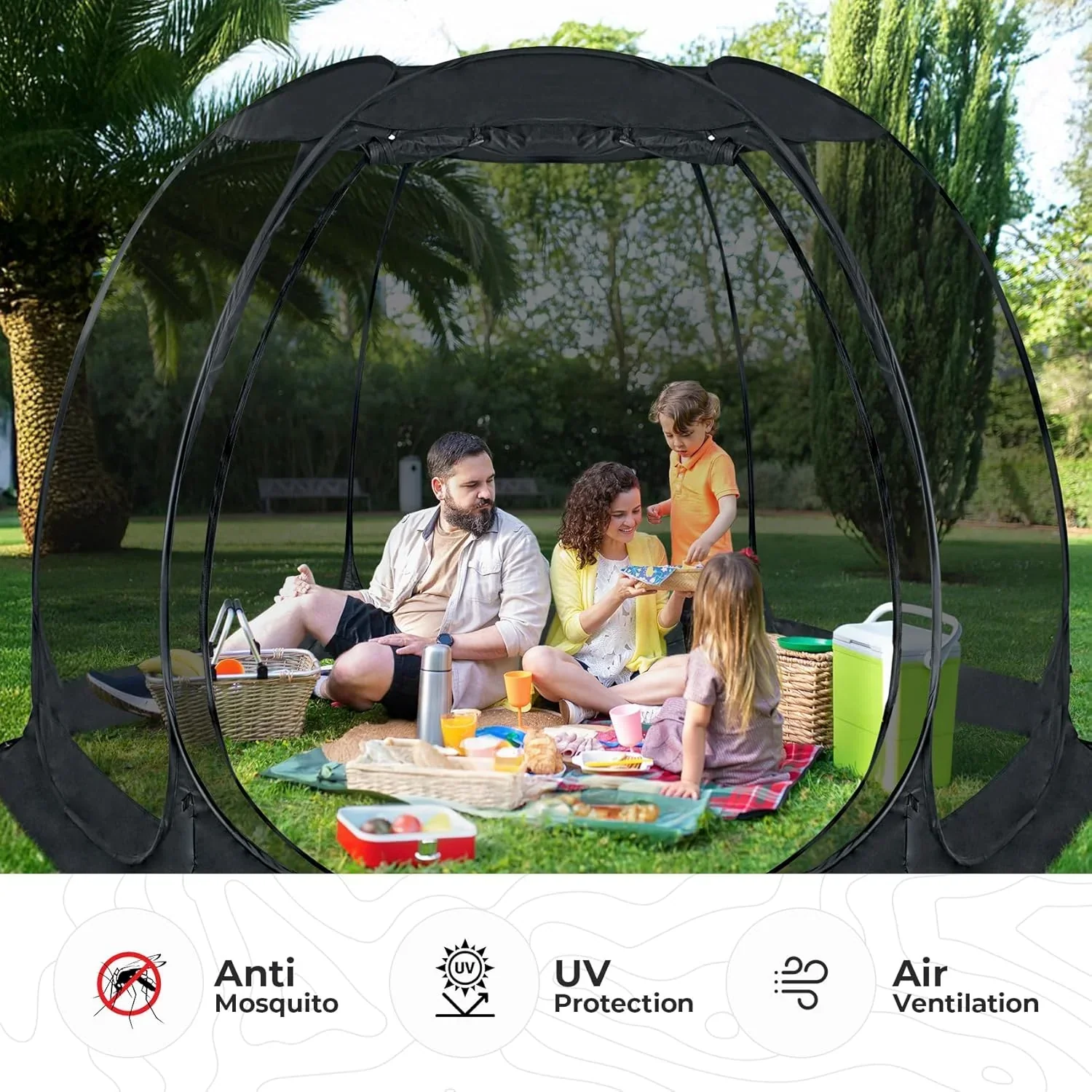 Screen gazebo sleeps 6-10-15 people Igloo-style canopy tent mosquito net on the sides Perfect