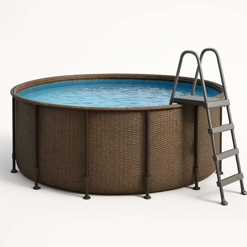 Piscina tubular redonda 298x96 cm, color marrón/negro, con filtro y escalera cMLlJpX243MW
