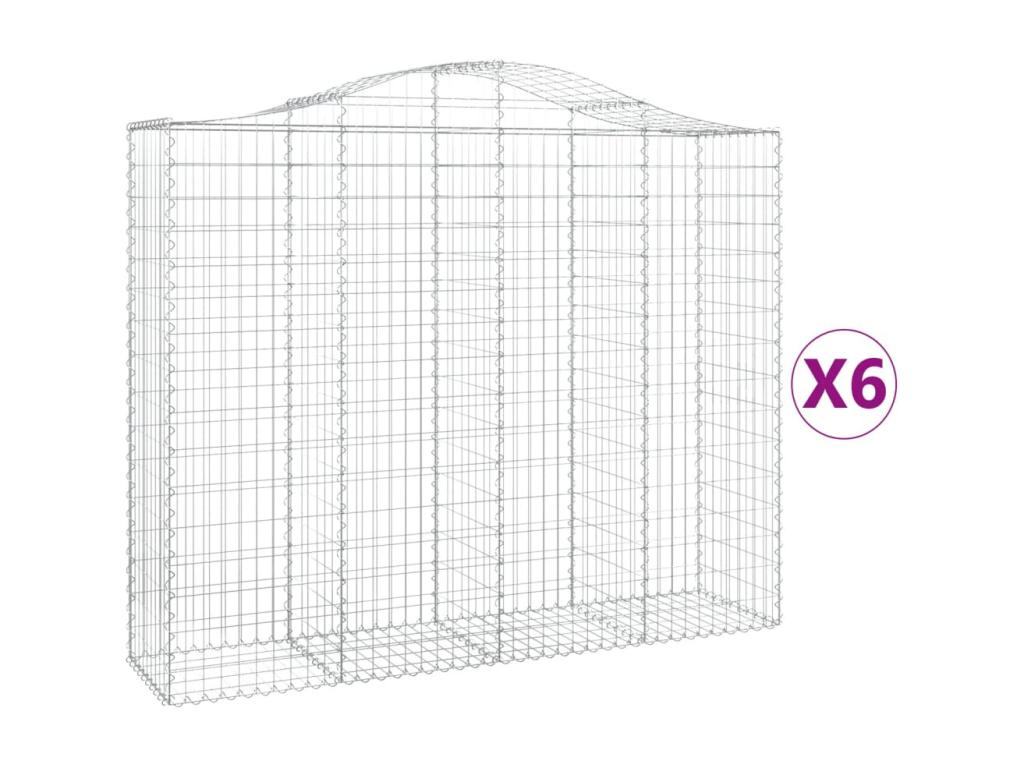 Cestas de gaviones arqueadas 6 piezas 200x50x160/180 cm Hierro galvanizado