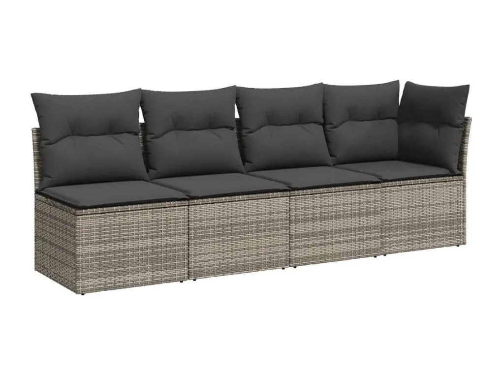 Set de sofás de jardín 7 pzas con cojines ratán sintético gris goue21255