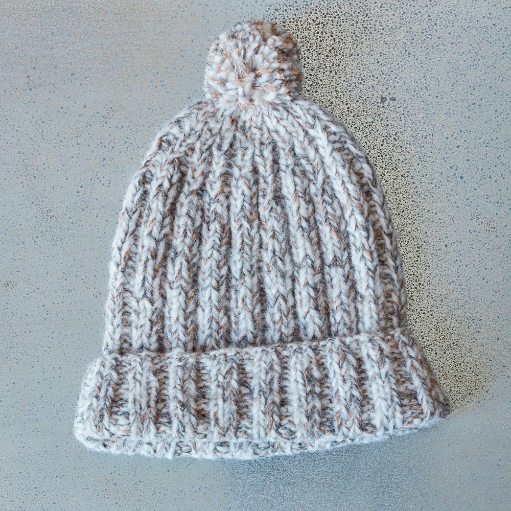 Merci - Bonnet en laine Merci - Blanc Cassé & Camel