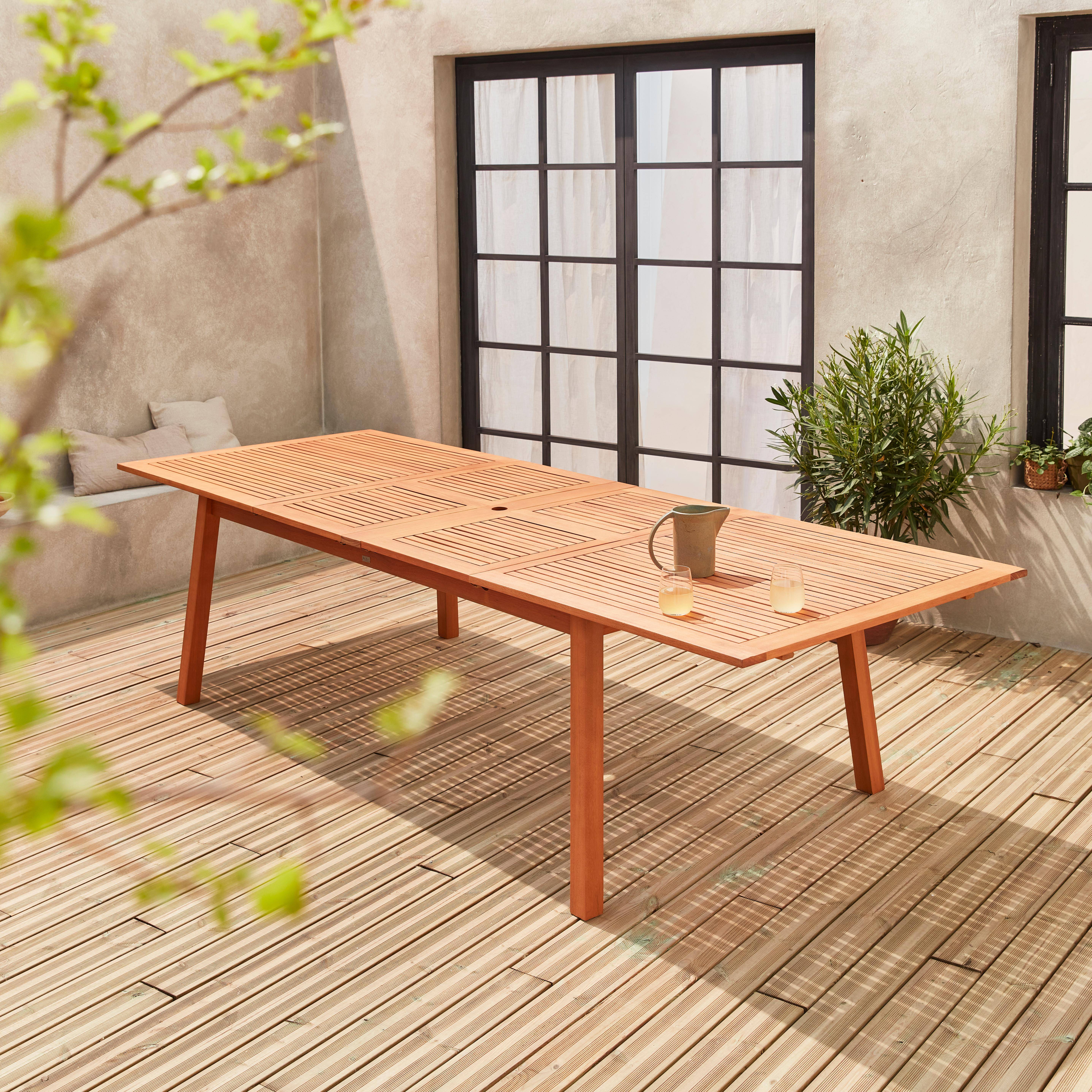 Almeria 300cm - Mesa de jardín de madera extensible, 10-12 plazas