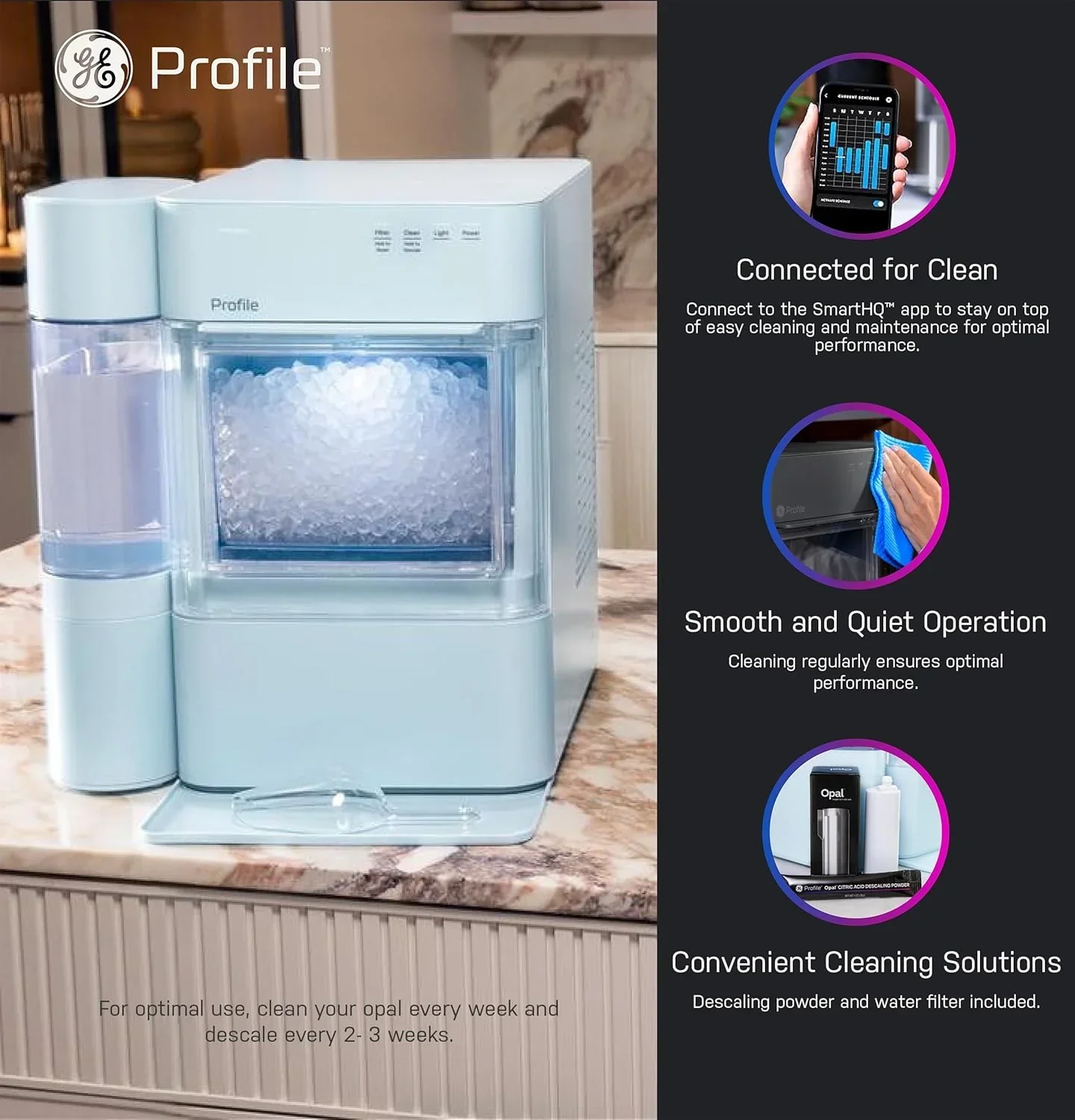 GE Profile Opal 2.0 XL with 1 Gallon Tank Chewable Crunchable Countertop Nugget Ice Maker
