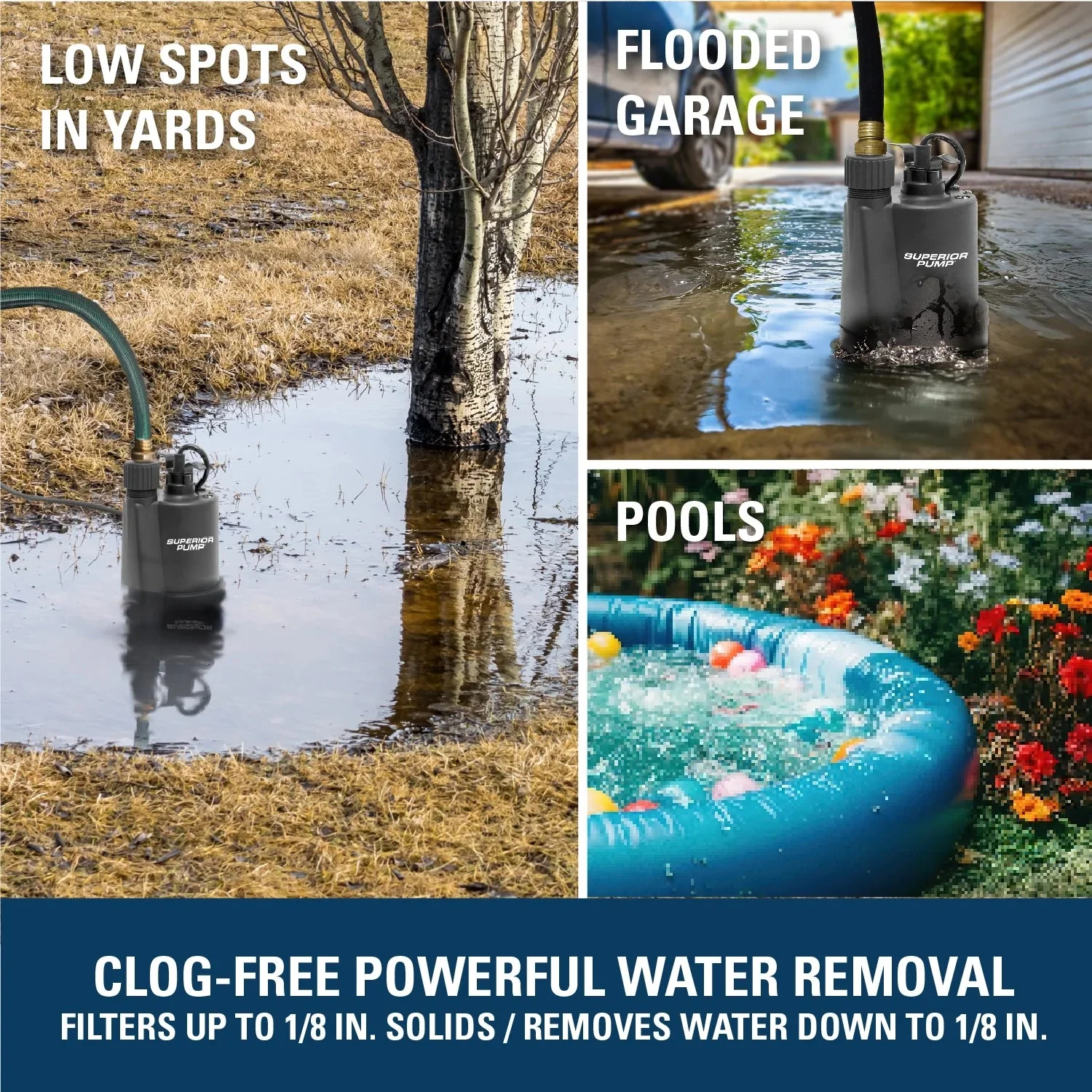 Superior Pump 1/5HP Multi-Use Submersible Utility Pump With 25-Foot Hose Kit - 91027 - Image 3 Superior Pump 1/5HP Multi-Use Submersible Utility Pump With 25-Foot Hose Kit - 91027 - Image 3