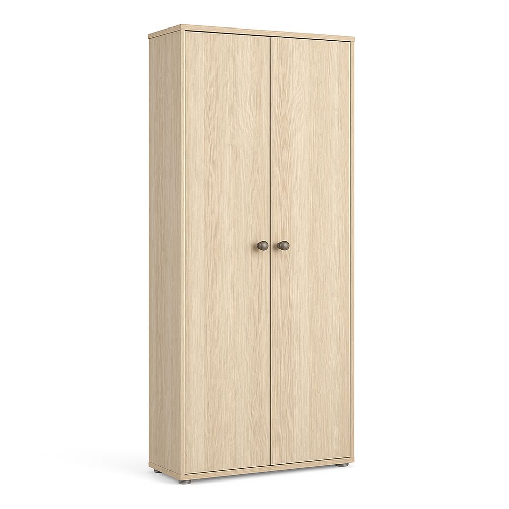 Armario alto de almacenamiento en color madera, diseño moderno, 2 puertas, estructura robusta, ideal para casa y oficina