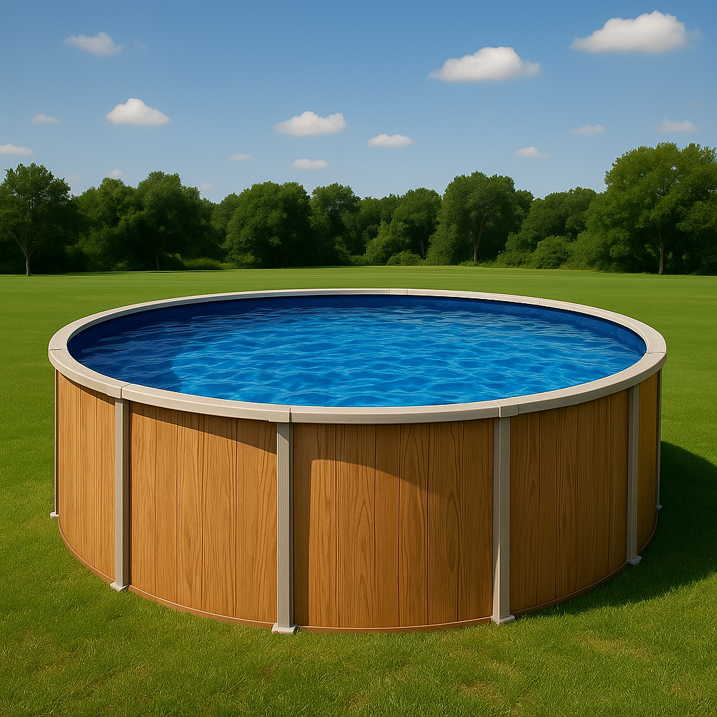 Piscina tubular redonda Piscinas redondas con montaje sí piscina tubular color madera PVC exterior jardín 457x107 cm