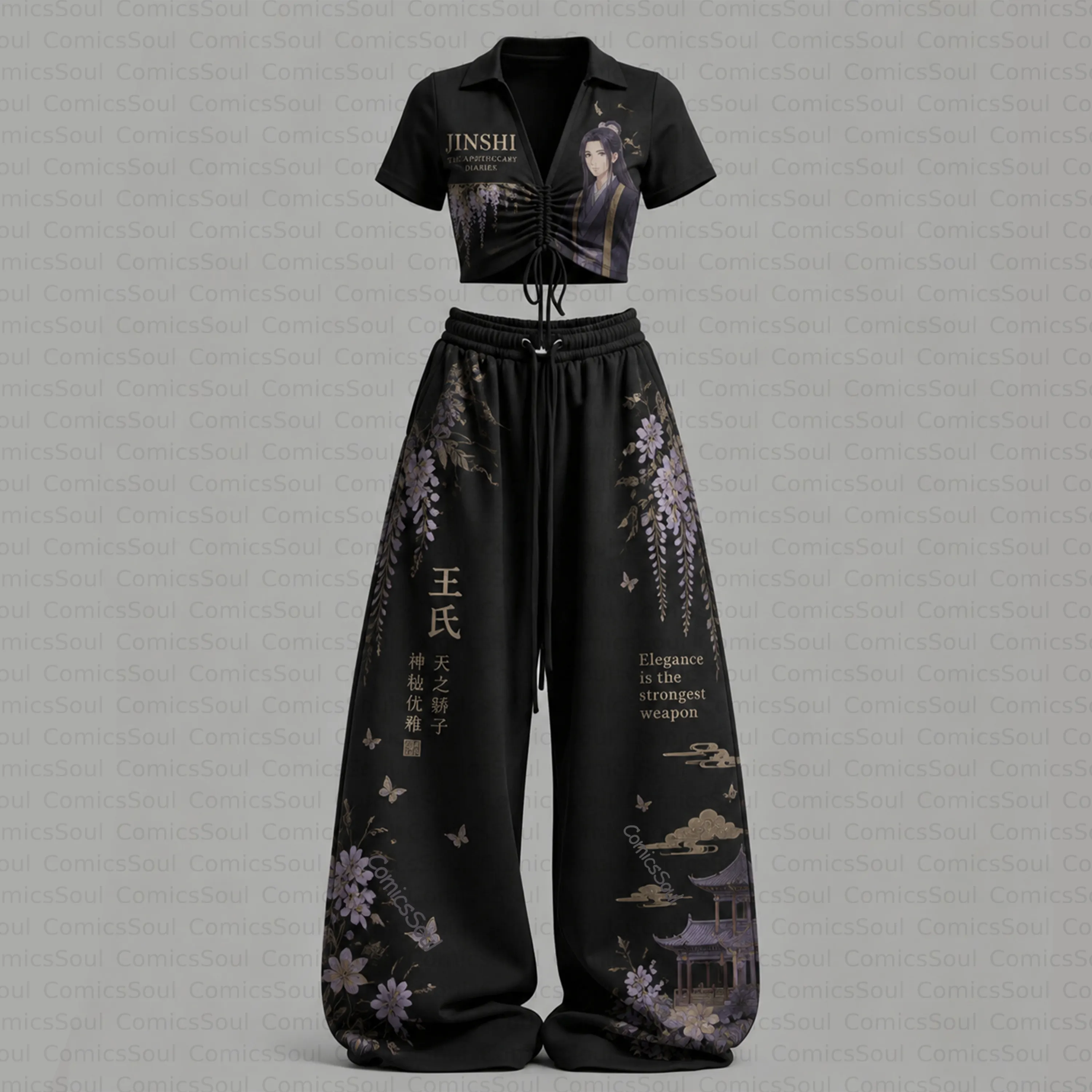 The Apothecary Diaries Drawstring Short Sleeve Top & Long Pants Two-Piece Set TeeThreads Sustain the Scene with Custom Apparel
