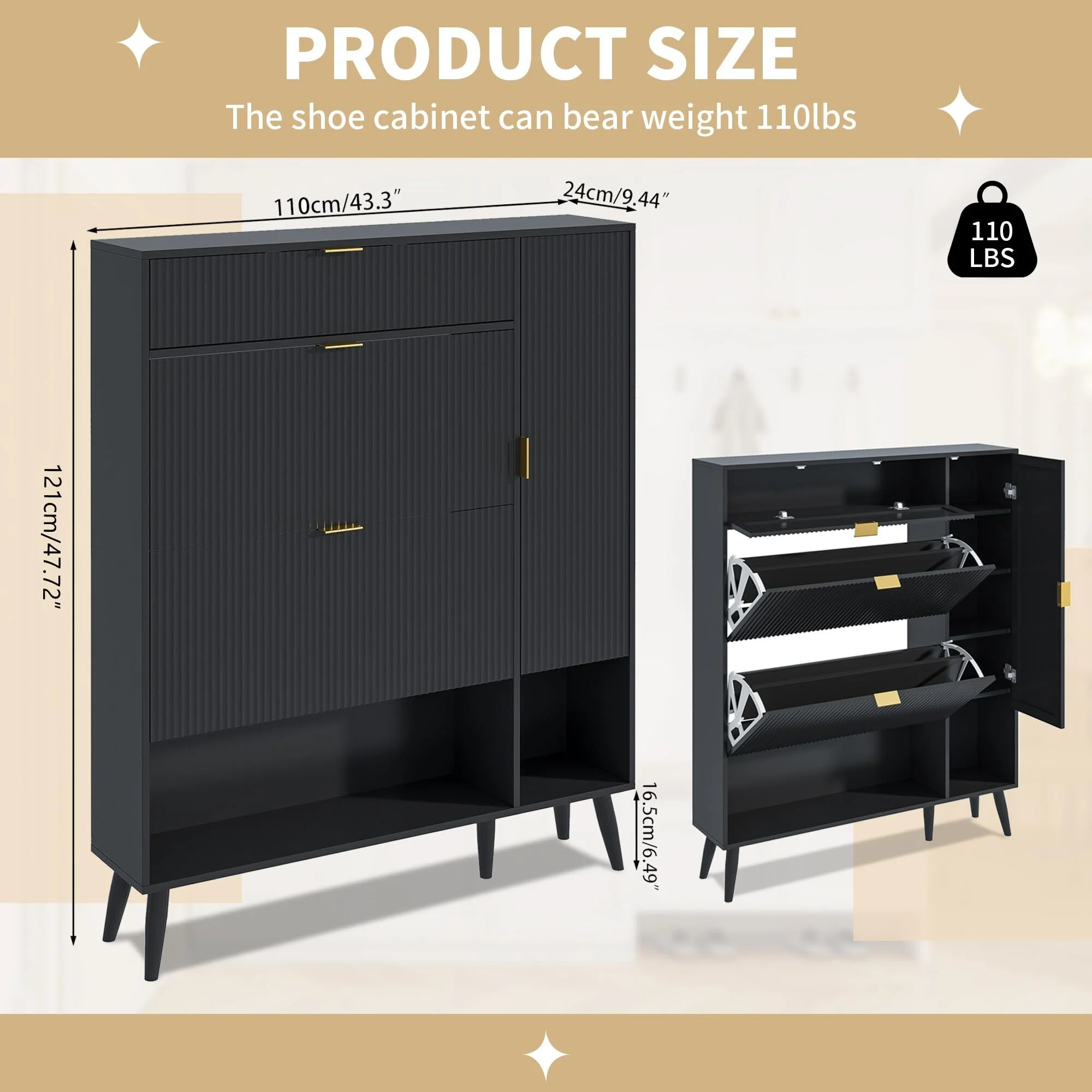 Shoe Cabinet with Drawers, slim storage cabinets, entryway shoe storage cabinets - Image 19