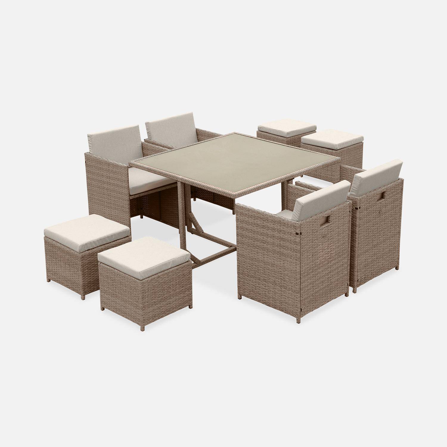 Vabo 8 - Conjunto mesa de jardín de resina, 8 plazas