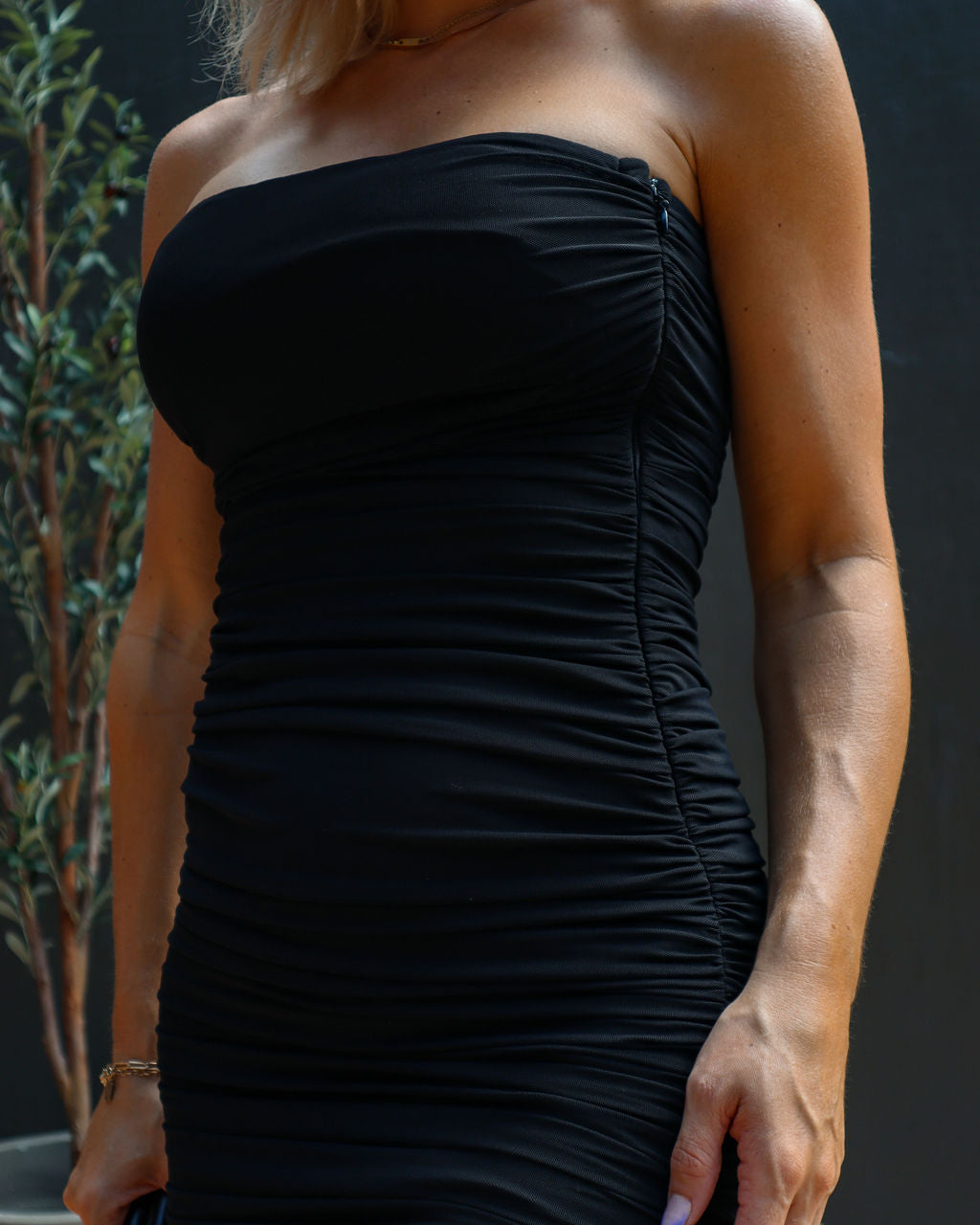 Hey Good Looking Ruched Side Slit Midi Dress - Black - Se7enfashion