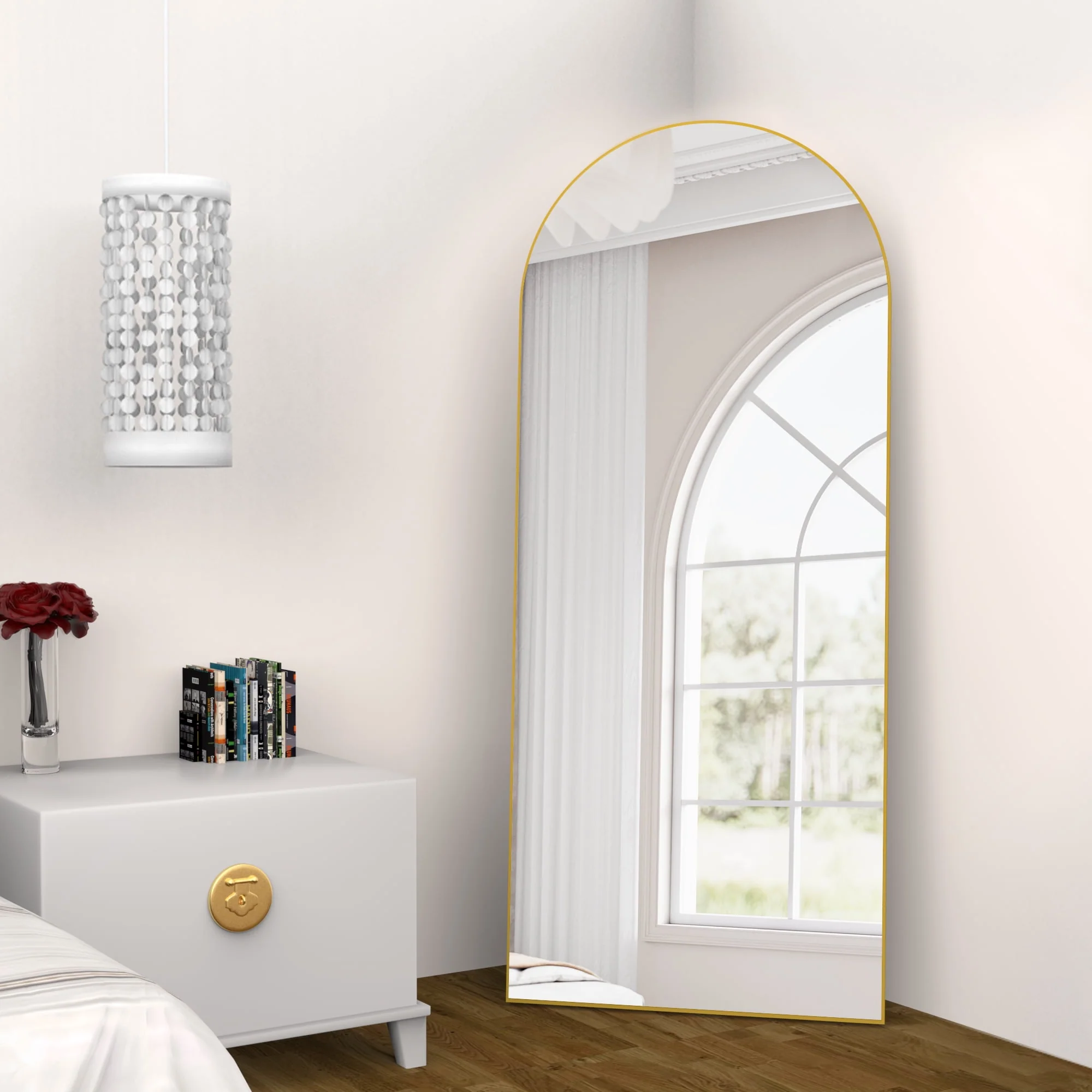 RACHMADES 65"x24" Arch Mirror Full Length Full Body Mirror Arched Floor Mirror with Stand Tall Mirror Long Gold Mirror FULL Length - Image 2