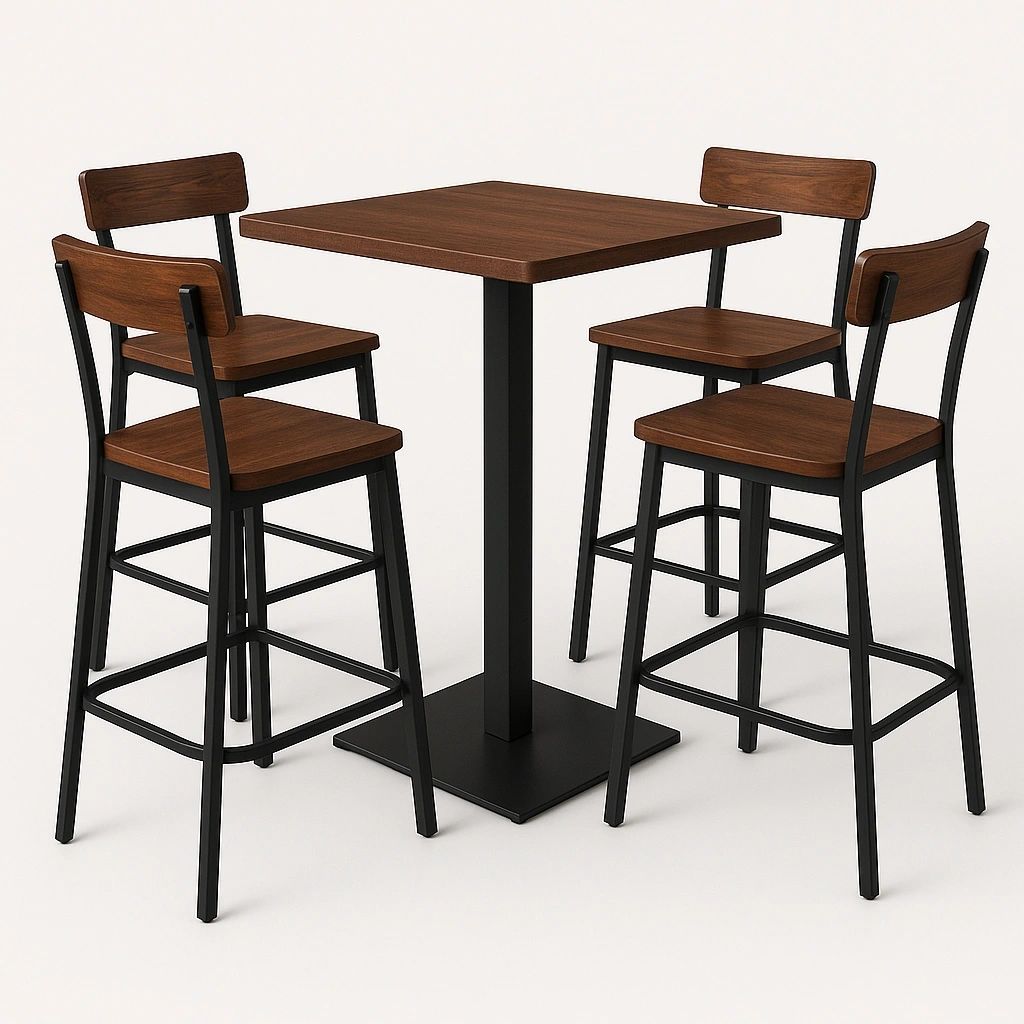 Mesa de bar con taburetes Madera Oscura/Metal Uso interior - BLJuAar512ZU