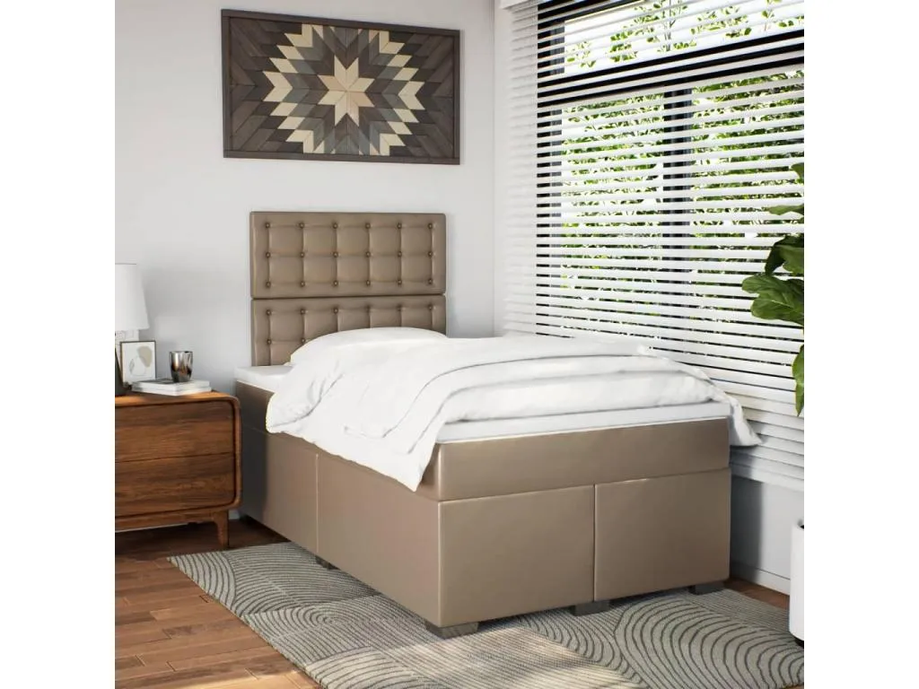 Cama box spring con colchón cuero sintético capuchino 80x200 cm vjp3731542