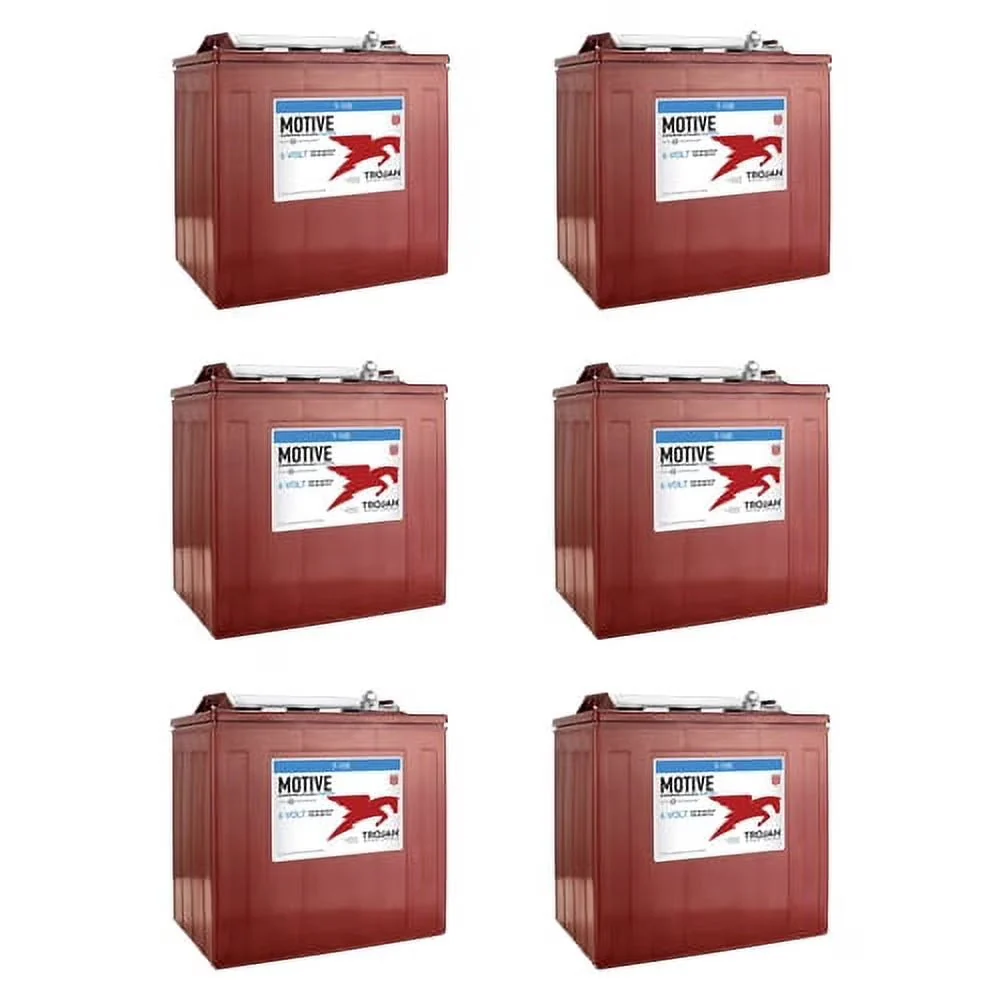 Trojan Battery 6-Volt 225Ah Deep Cycle Golf Cart Batteries, 6-Pack, 36V - T-105