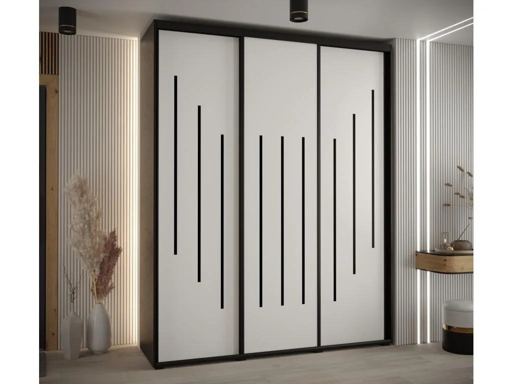 ARMARIO Decounico 8 DE PUERTAS CORREDERAS 235.2/200/45 3 puertas (Negro/Blanco/Negro)
