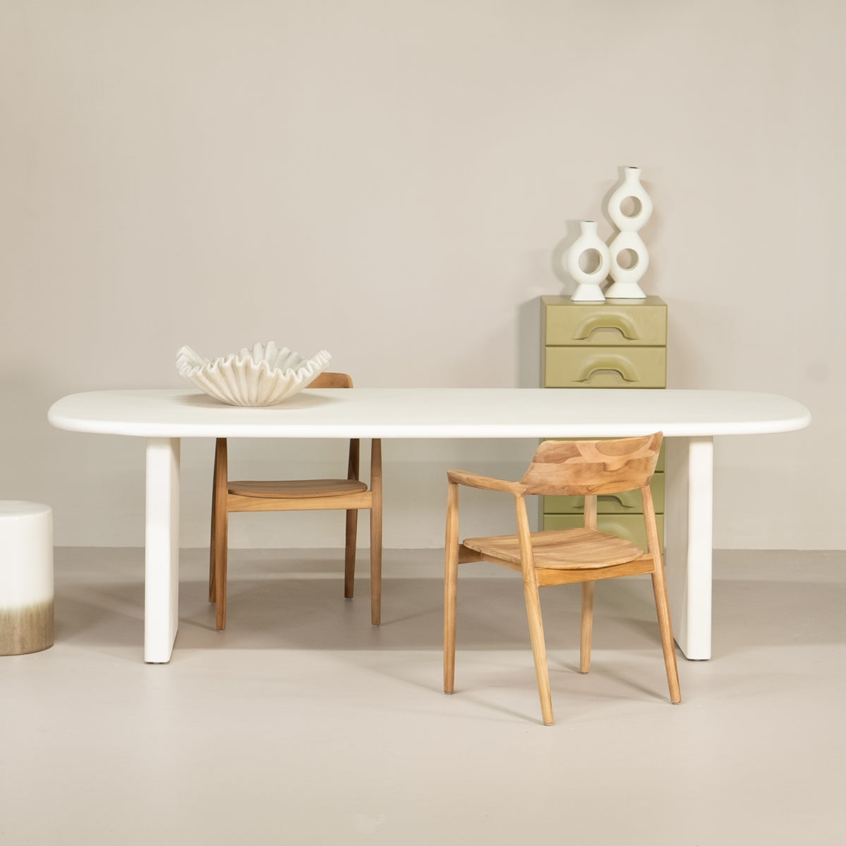 Giga Meubel - Eettafel Deens Ovaal 200cm - Beige Beton - Gin