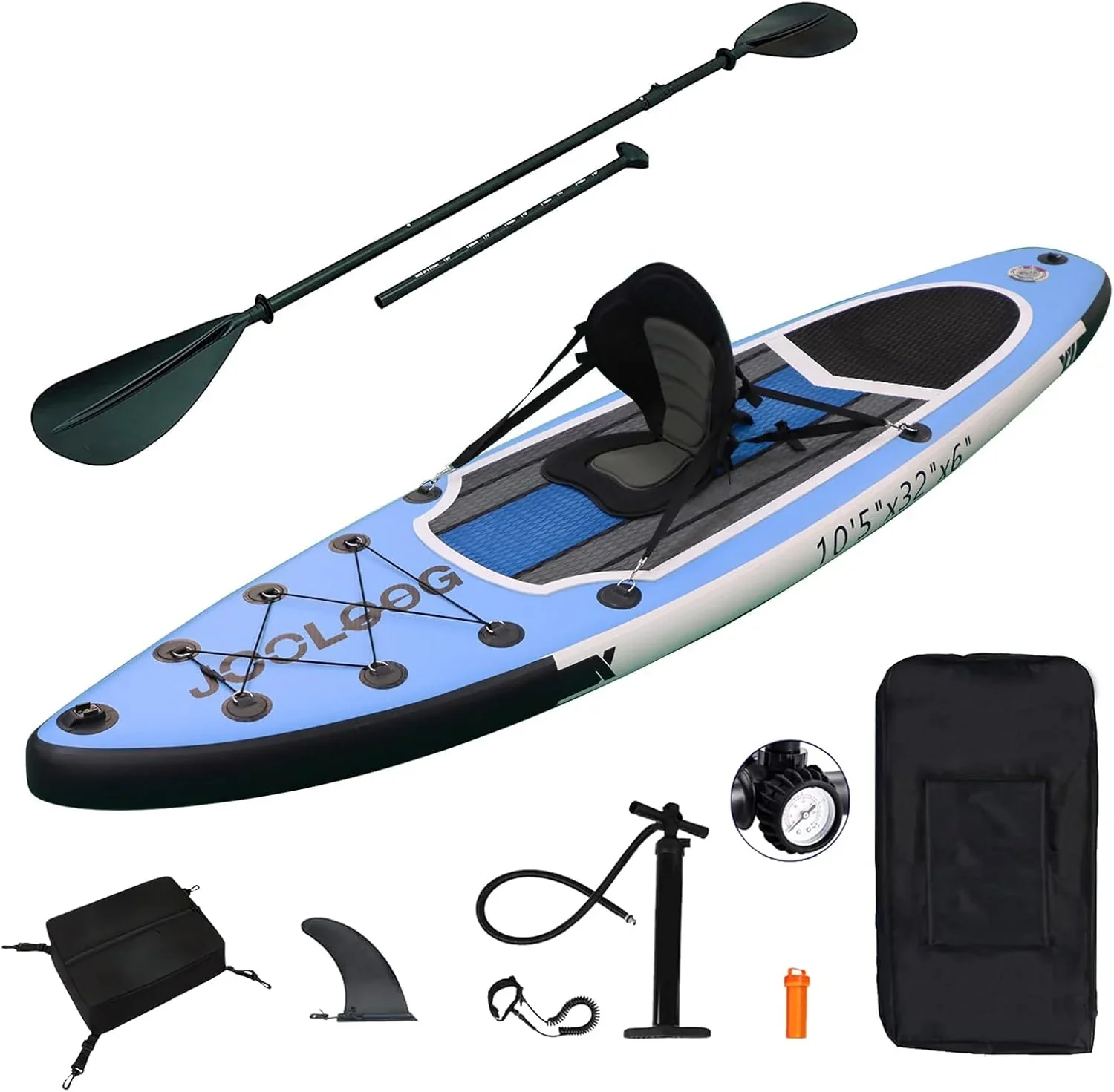 Inflatable Stand-Up Paddle Board With Seat, Blue, 10'5'' X 32'' X 6'' - Image 3 Inflatable Stand-Up Paddle Board With Seat, Blue, 10'5'' X 32'' X 6'' - Image 3