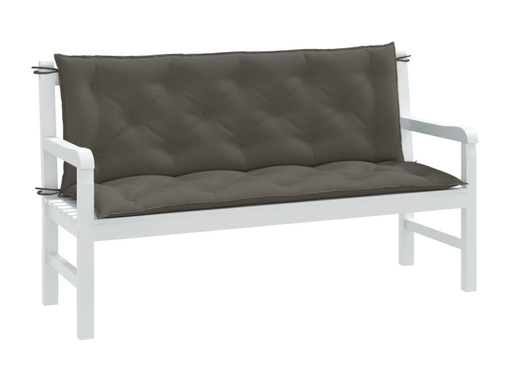 Cojines banco jardín 2 uds tela gris oscuro melange 150x50x7 cm