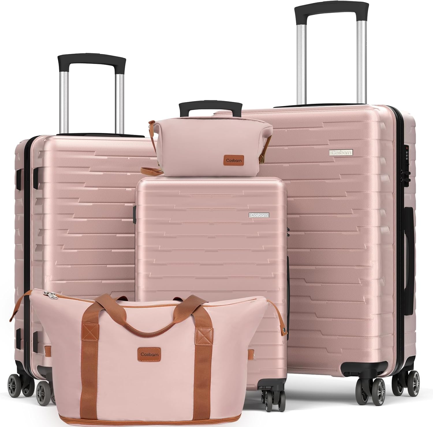 5-piece luggage set with wheels, ABS hardshell suitcase with spinner wheels