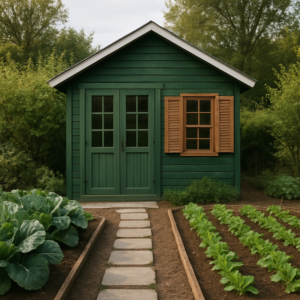 Caseta de jardín de resina Verde Resina Exterior Huerto 230×190×250 cm