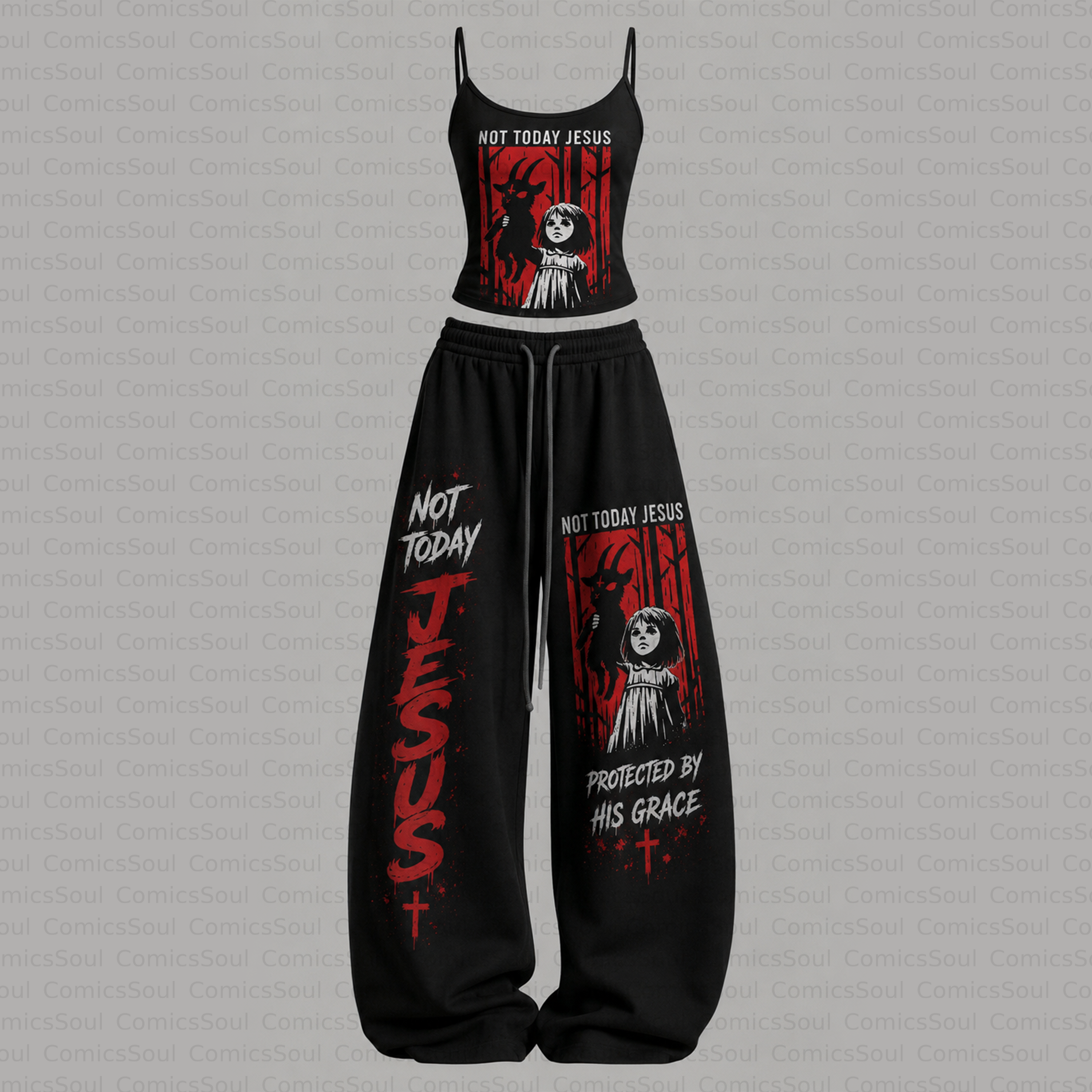 Jesus Series Top & Elasticated Trousers Two-Piece Set 3051052 TeeThreads Sustain the Scene with Custom Apparel