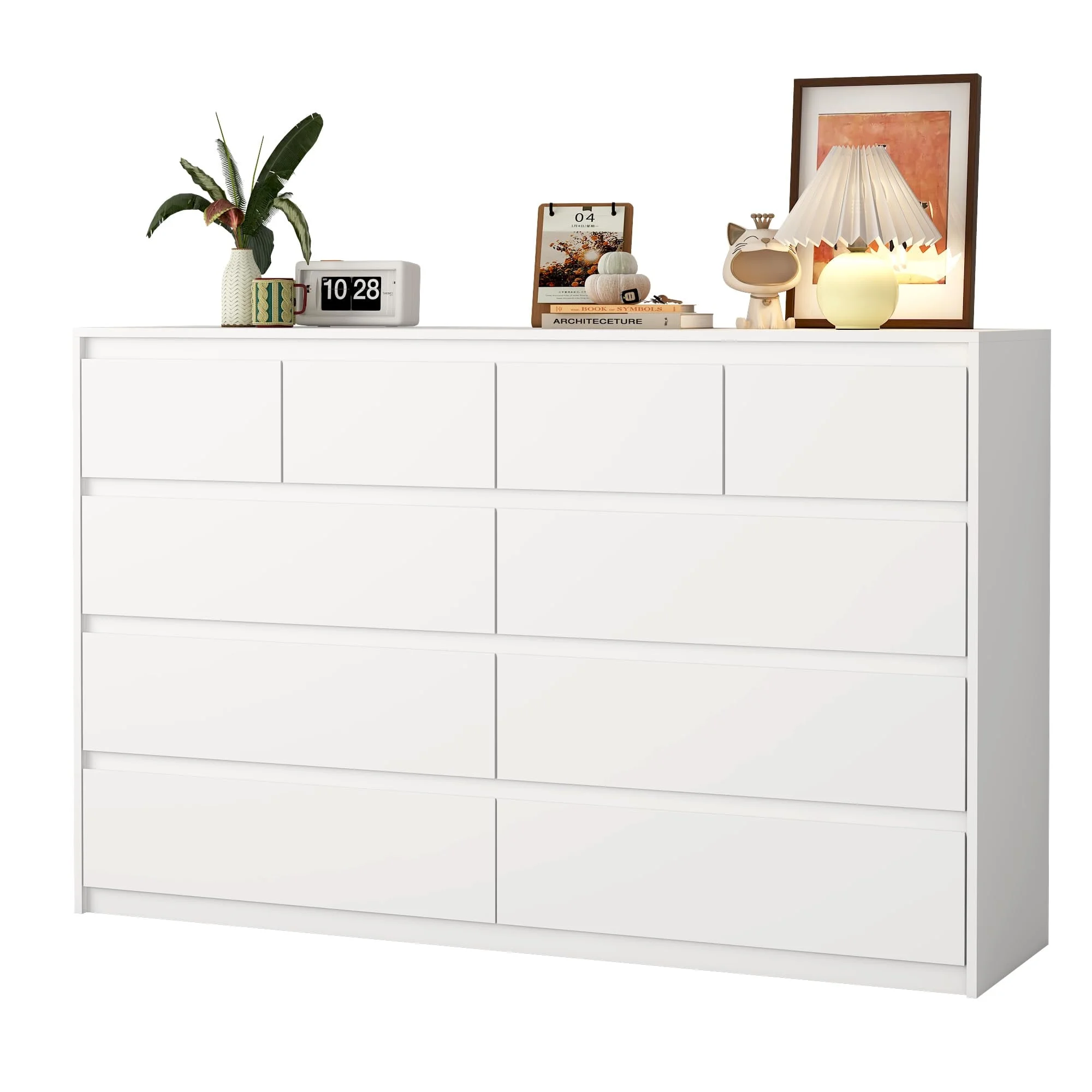 ChVans Black 9 Drawers Dresser with Charging Station, 63" Long Modern Dresser with 9 Drawers for Bedroom, Large Wood Chest of Drawers Handle Free, Dresser for Bedroom, Living Room, Hallway - Image 31