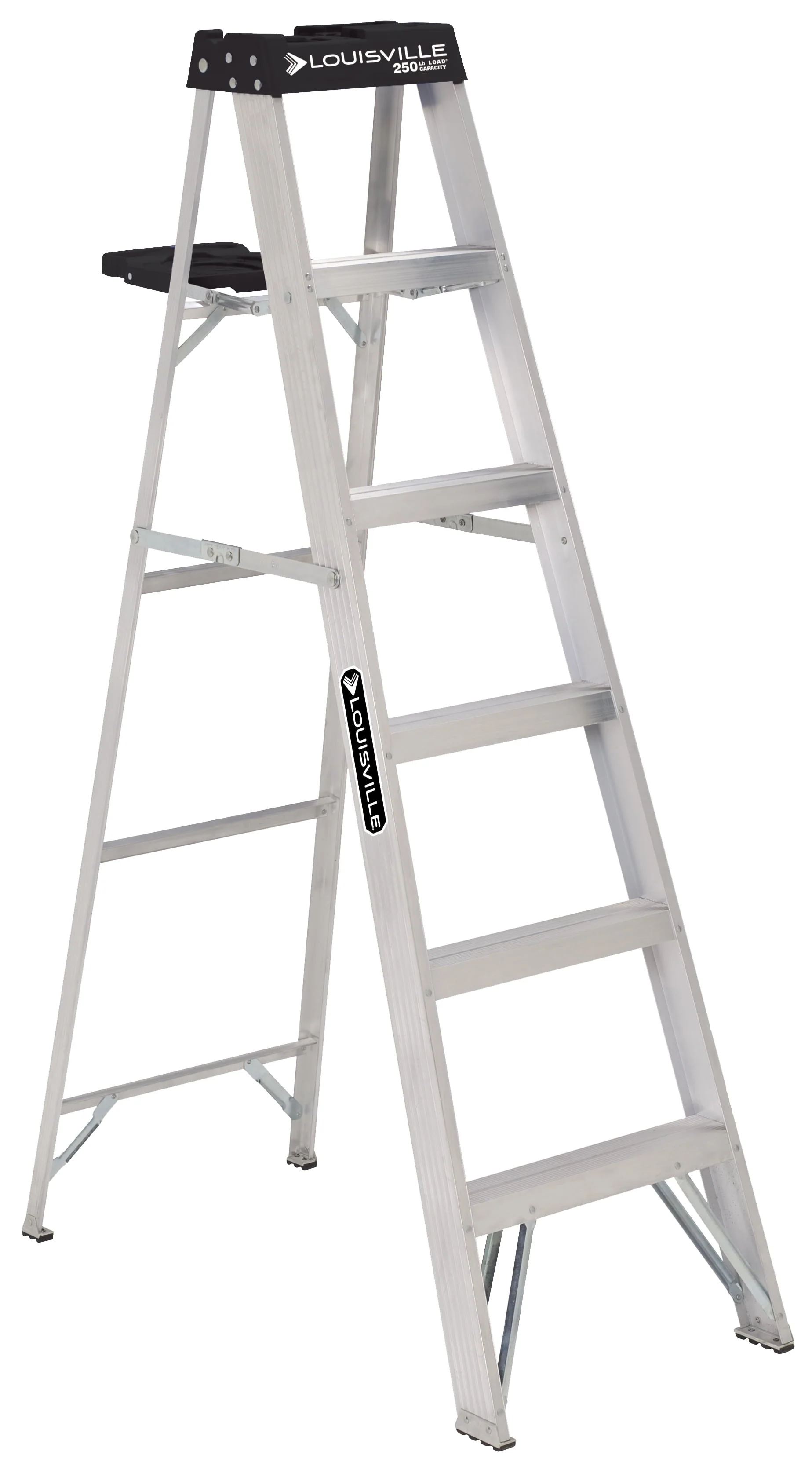 Louisville Ladder 6' Aluminum Step Ladder, 10' Reach, 250 lb Load Capacity, W - 2112 - 06S
